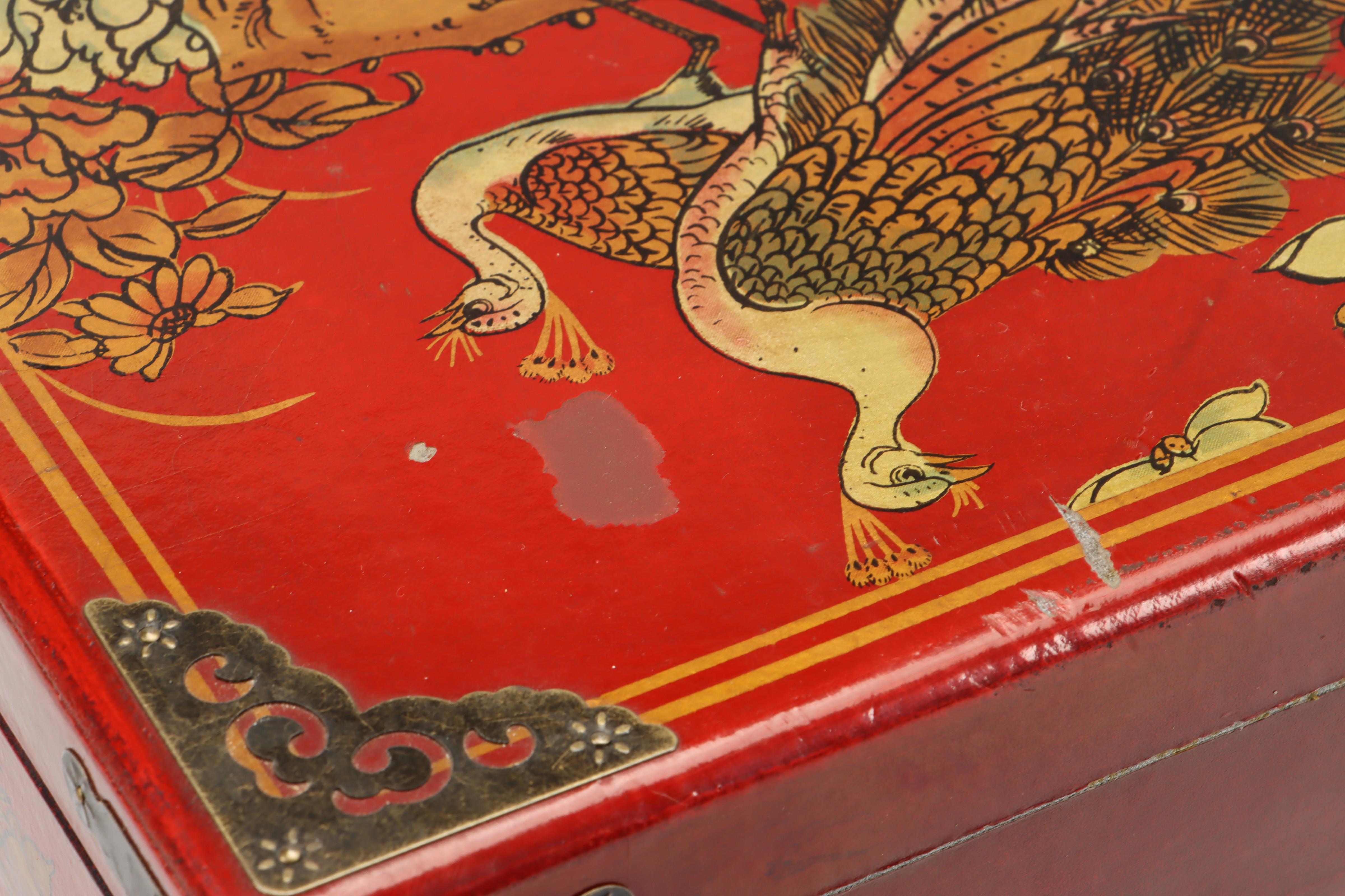 Chinese Style Lacquered Wood Jewelry Box