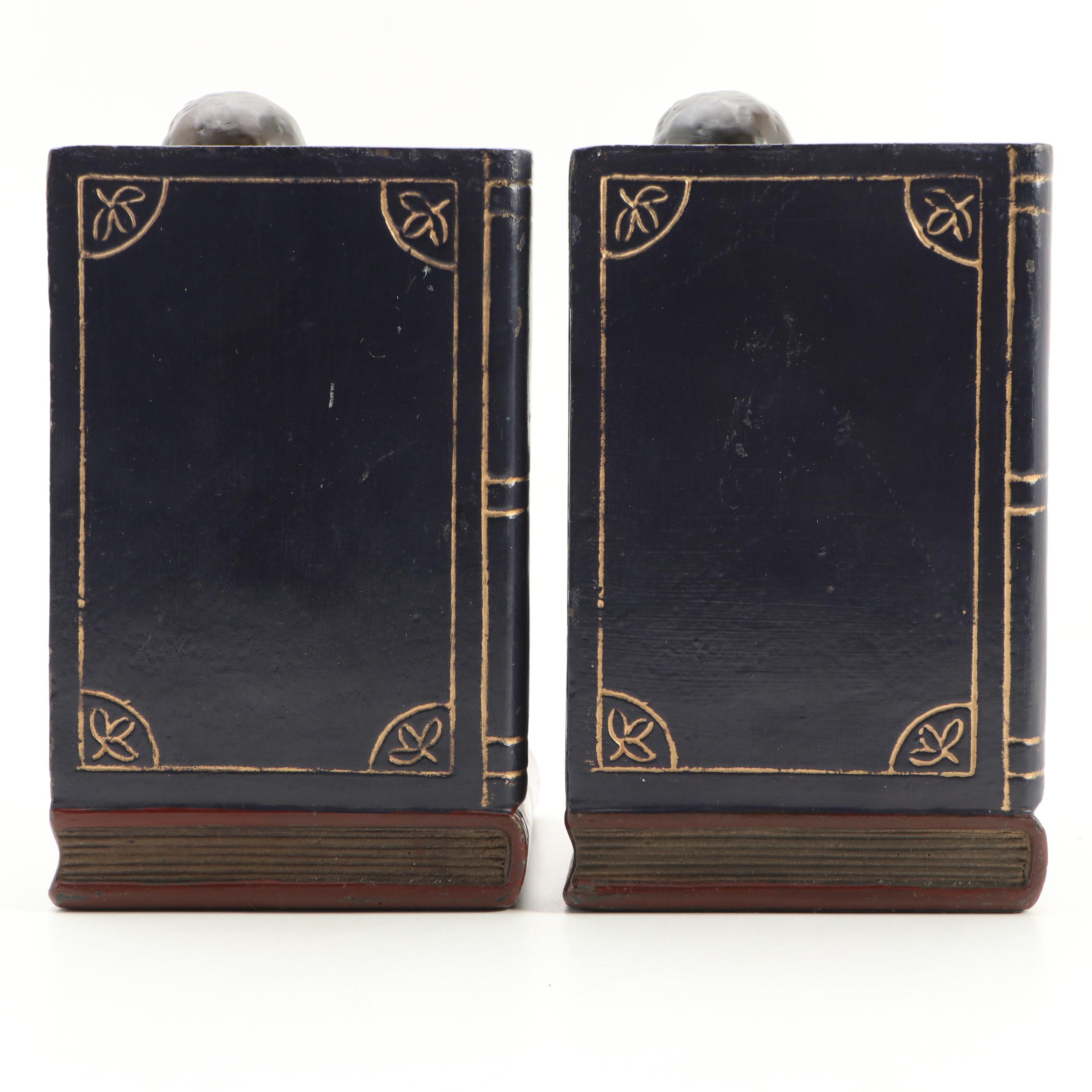 Resin Boy Reading with Dog Bookends