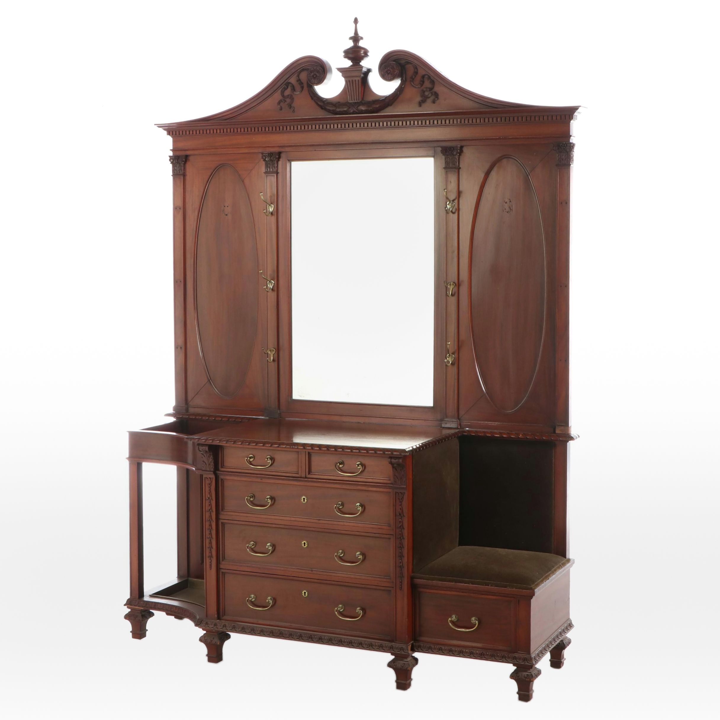 Edwardian Mahogany Mirror-Back Hall Stand, Early 20th Century