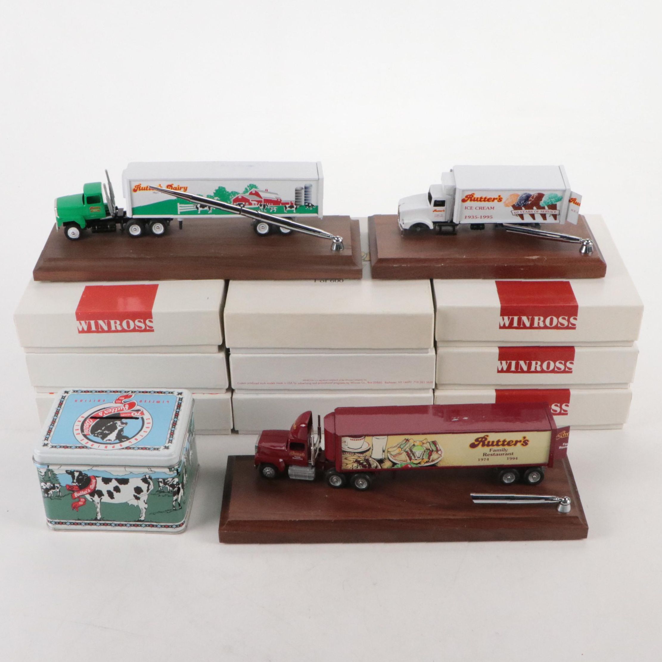 Winross Rutter's Commemorative Model Trucks with Pen Holders and Bank
