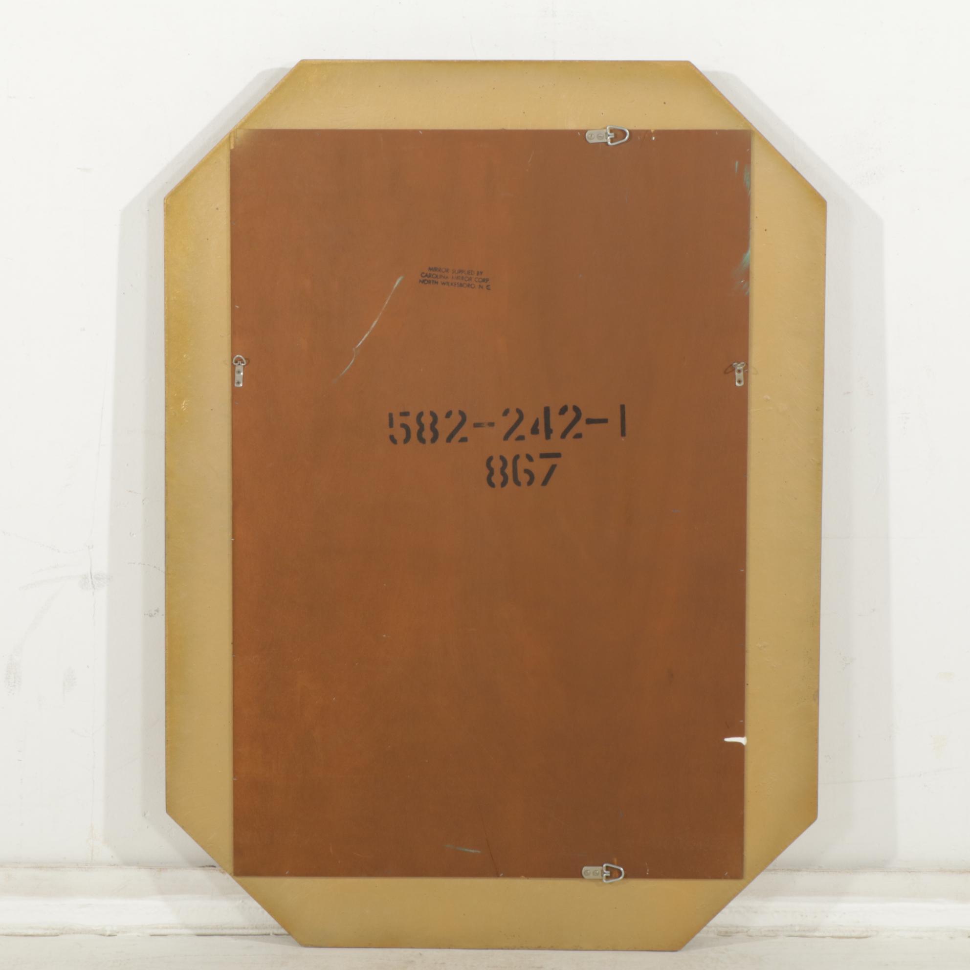 Carolina Mirror Company Modernist Hexagonal Gold Toned Wall Mirror