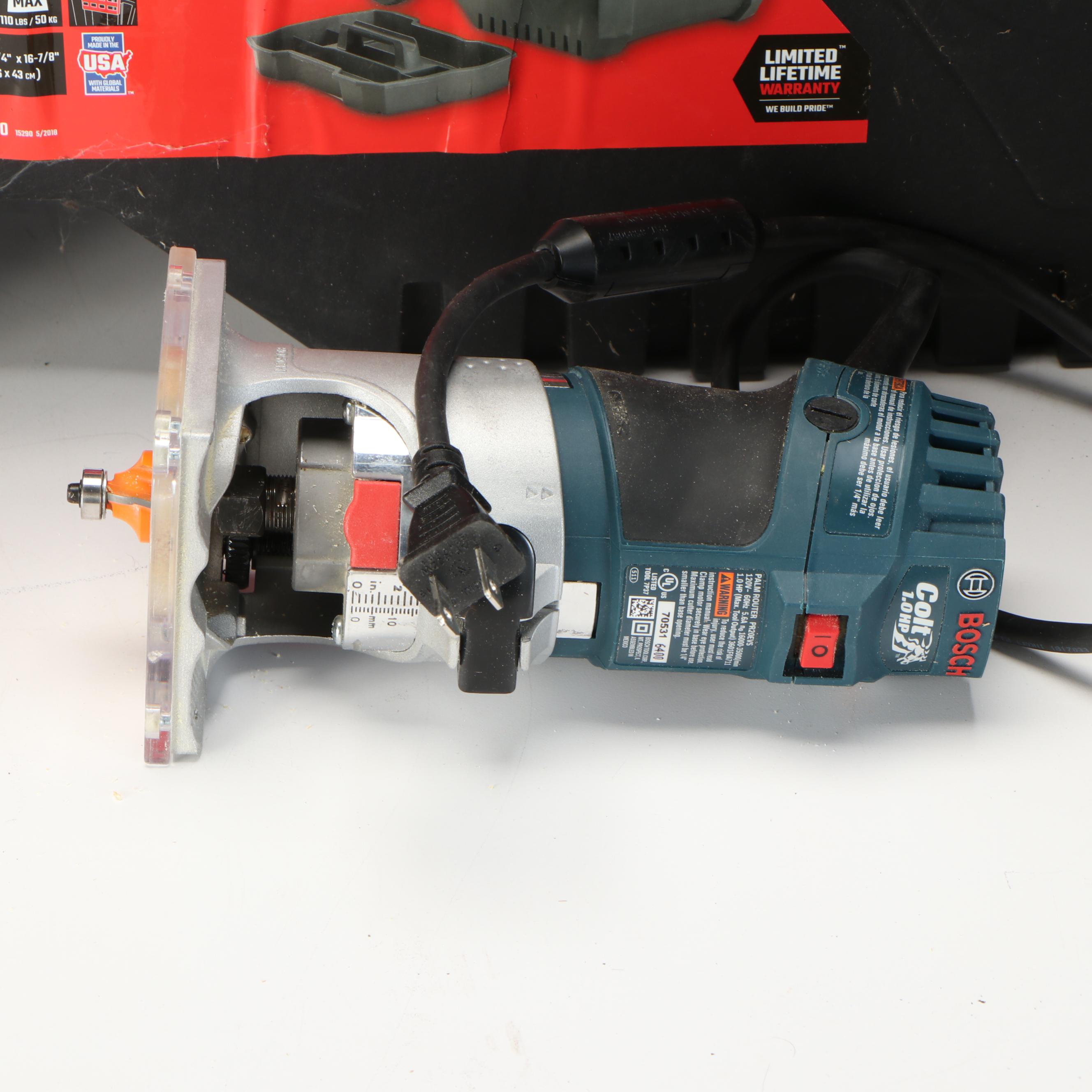 DeWalt Circular Saw and Orbit Palm Sander with Bosch Palm Router and Other Tools