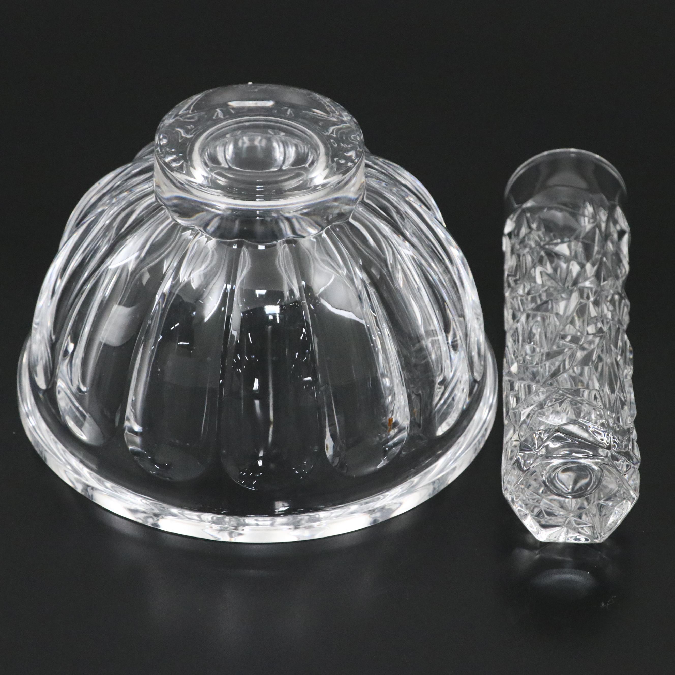 Tiffany & Co. "Rock Cut" Crystal Vase with Orrefors "San Michele" Crystal Bowl