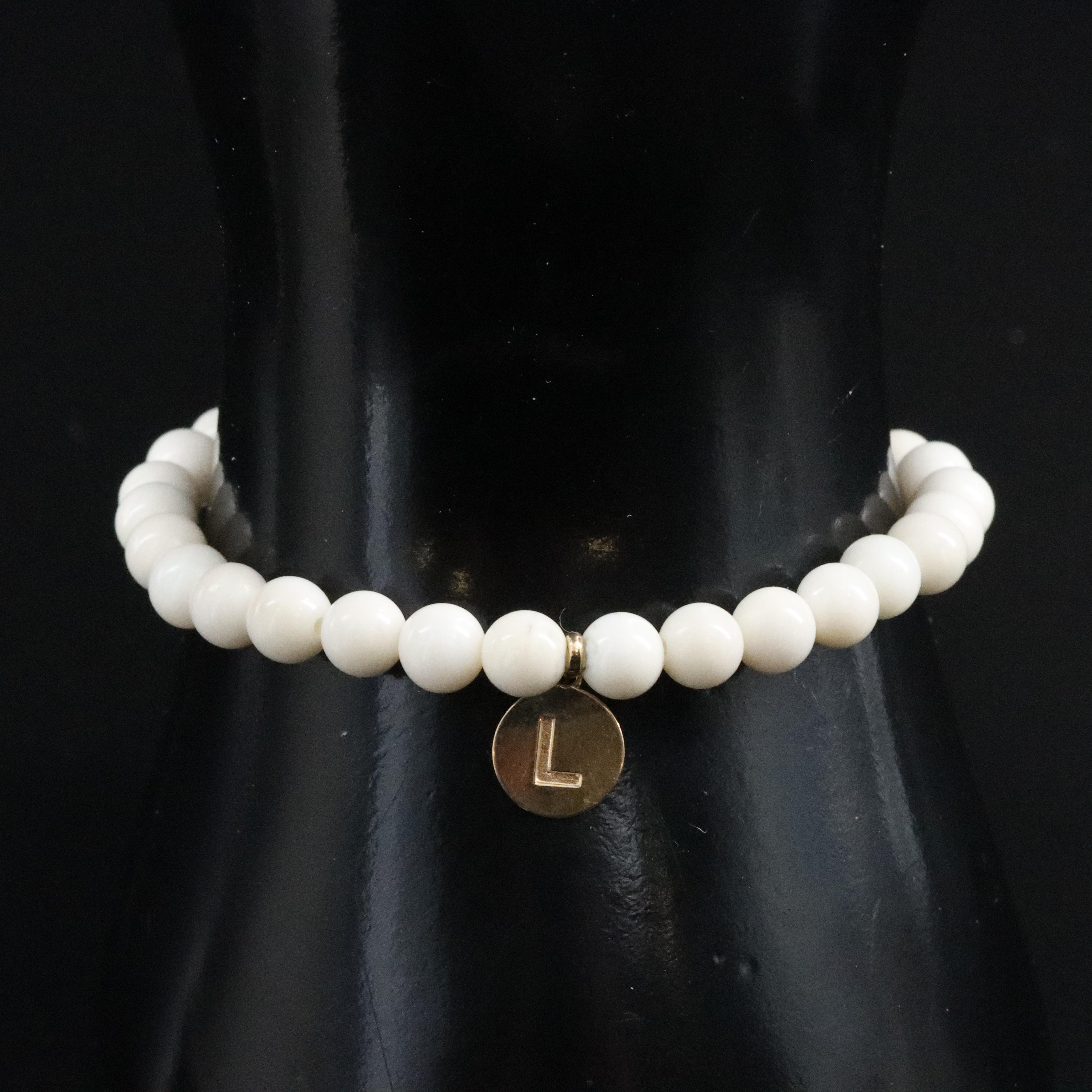Sheryl Lowe 14K Bone Letter "L" Bracelet
