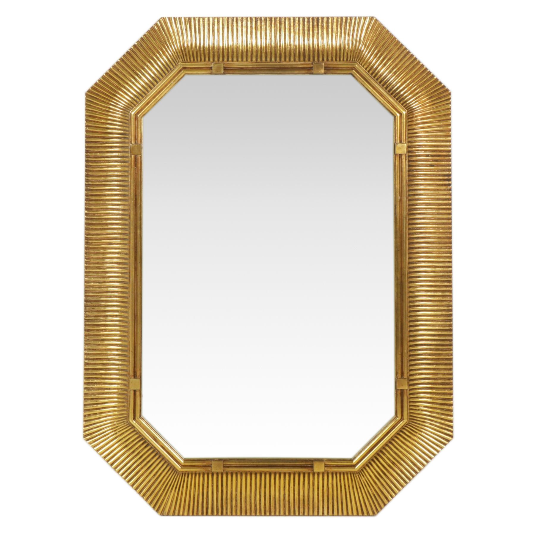 Carolina Mirror Company Modernist Hexagonal Gold Toned Wall Mirror