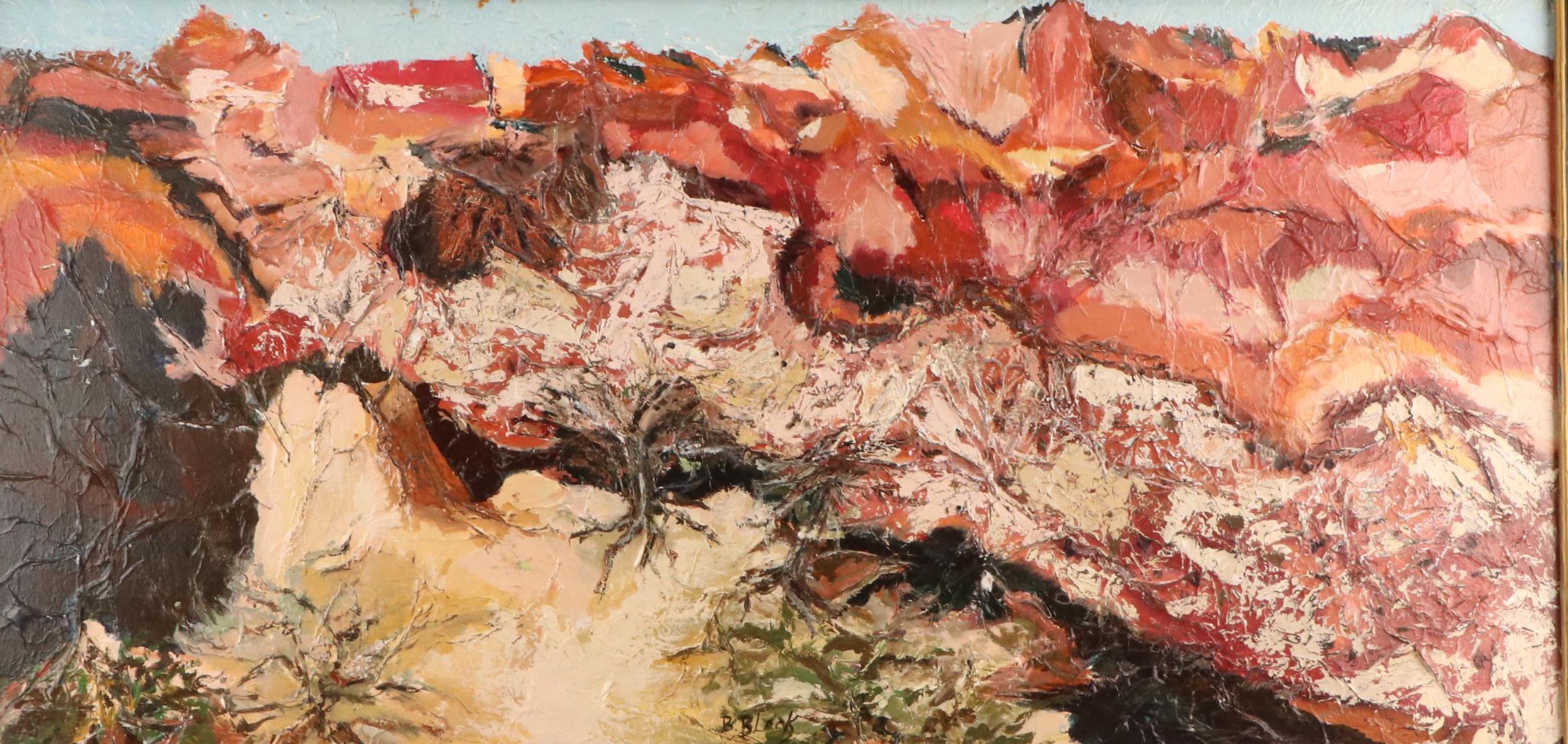 B. Black Abstract Landscape Acrylic Painting