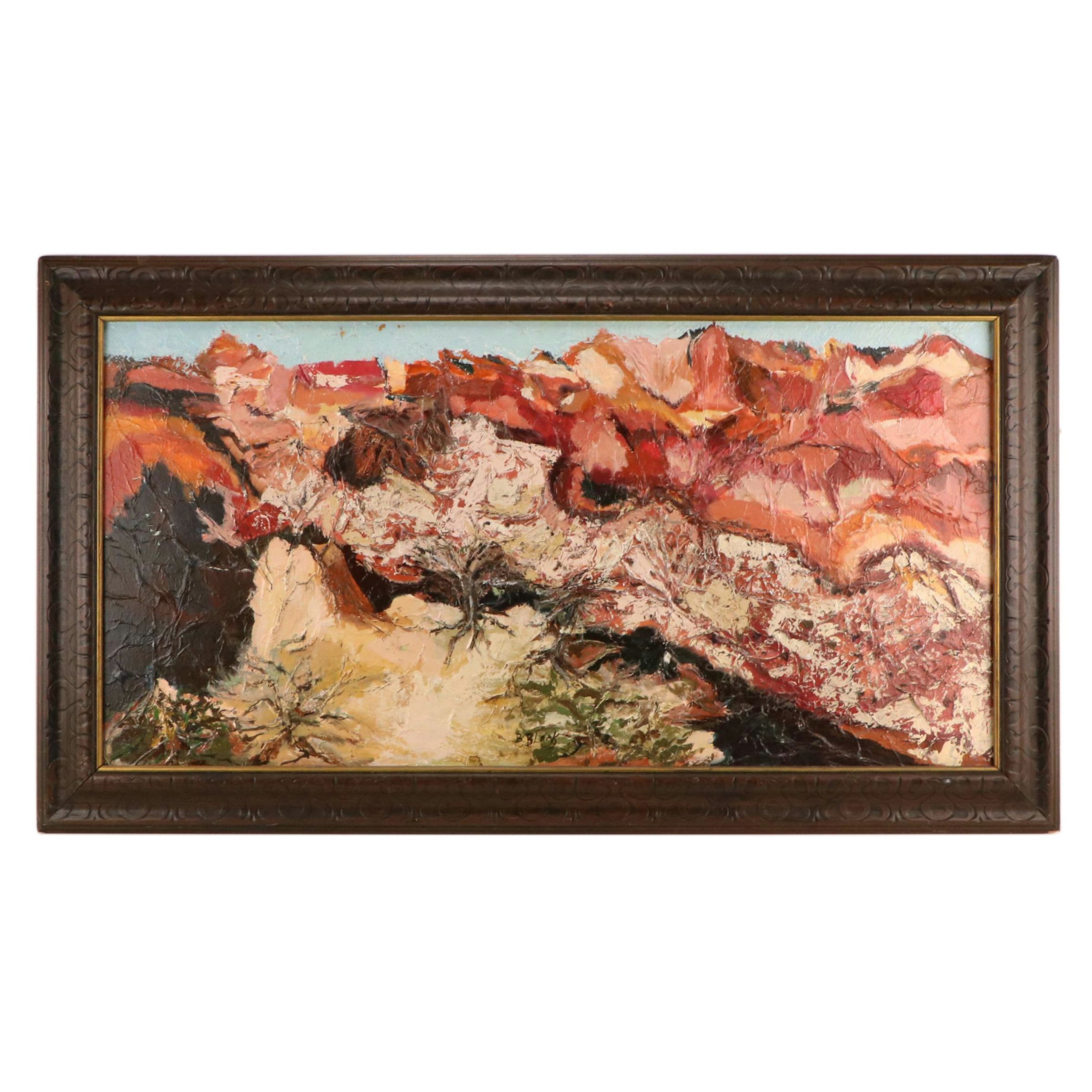 B. Black Abstract Landscape Acrylic Painting