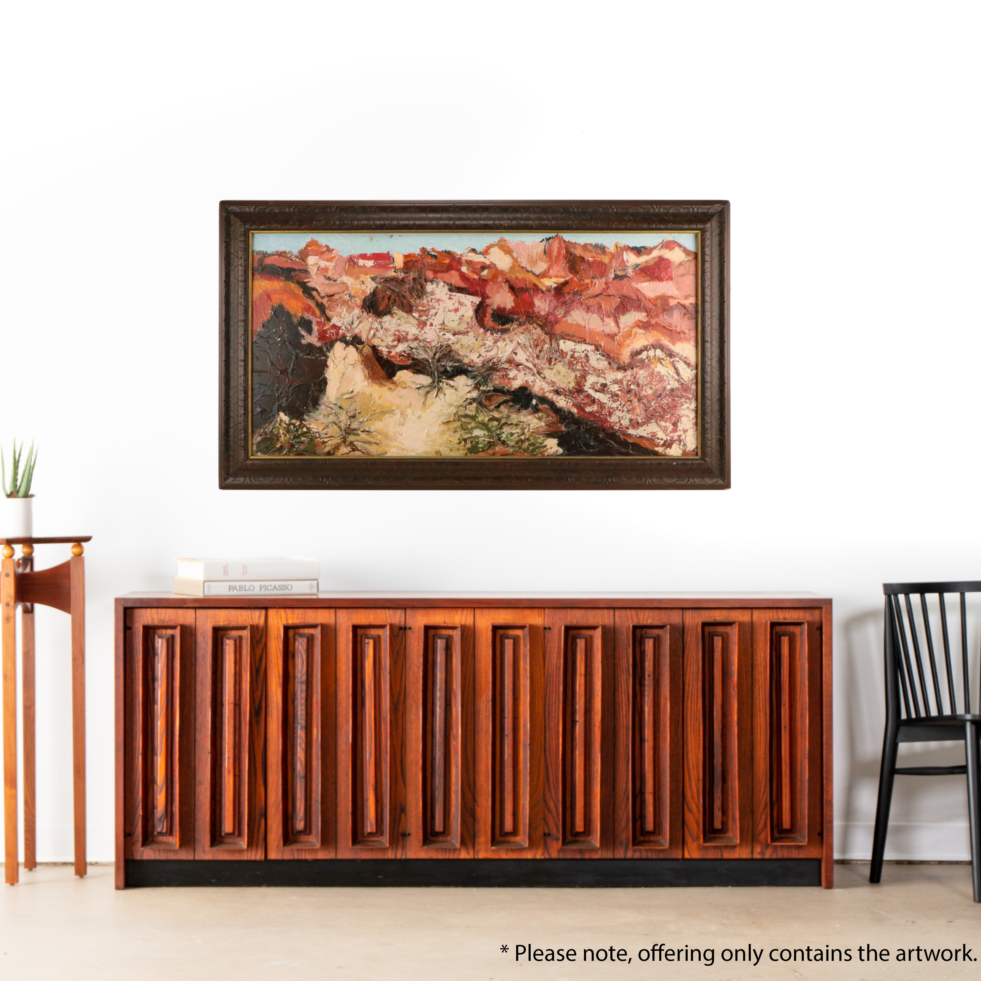 B. Black Abstract Landscape Acrylic Painting