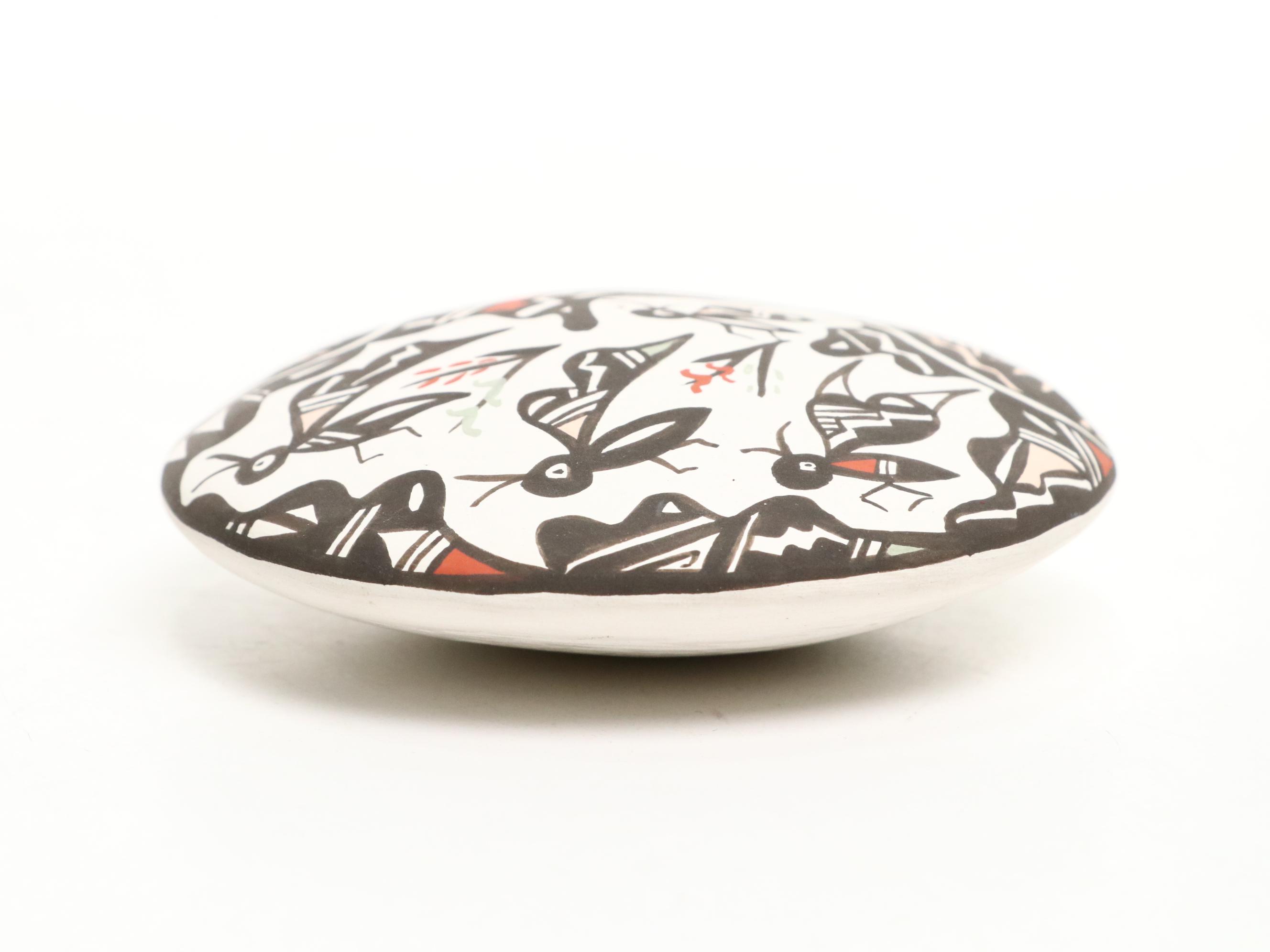 Rachel Concho Signed Ceramic Seed Pot with Insect Design