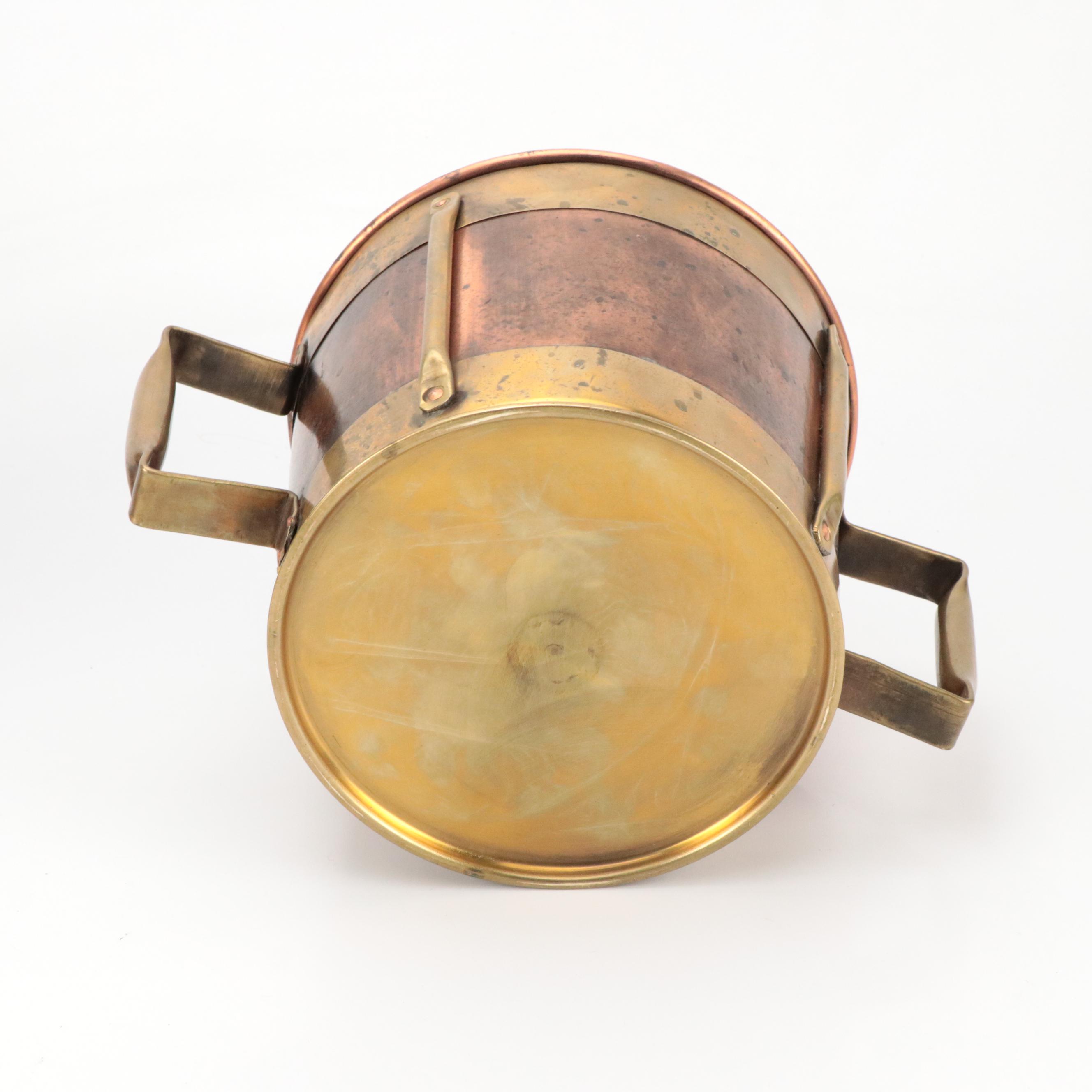 Jatex Copper & Brass Handled Bucket, Tinned Copper Pitcher, Composite Jardiniere