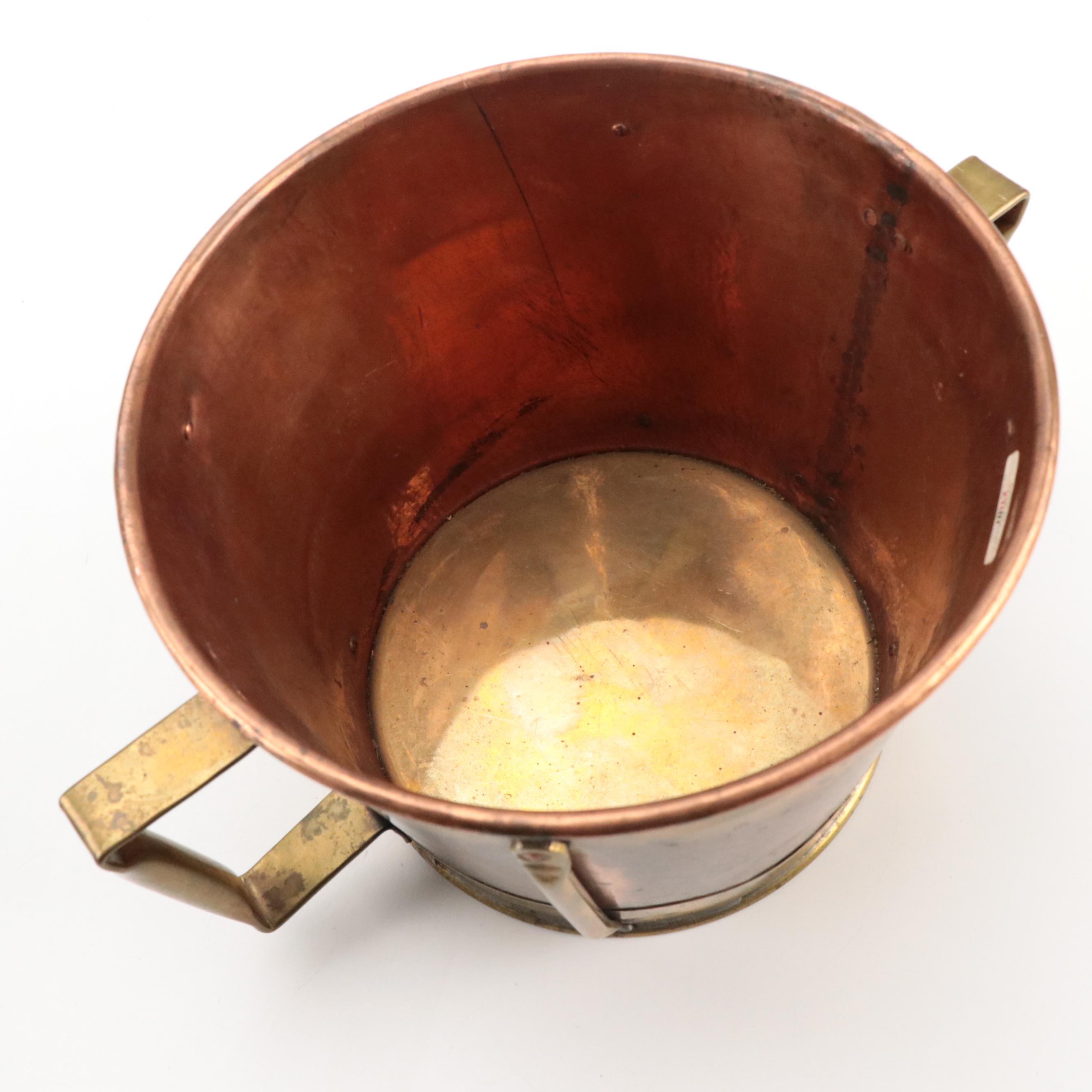 Jatex Copper & Brass Handled Bucket, Tinned Copper Pitcher, Composite Jardiniere