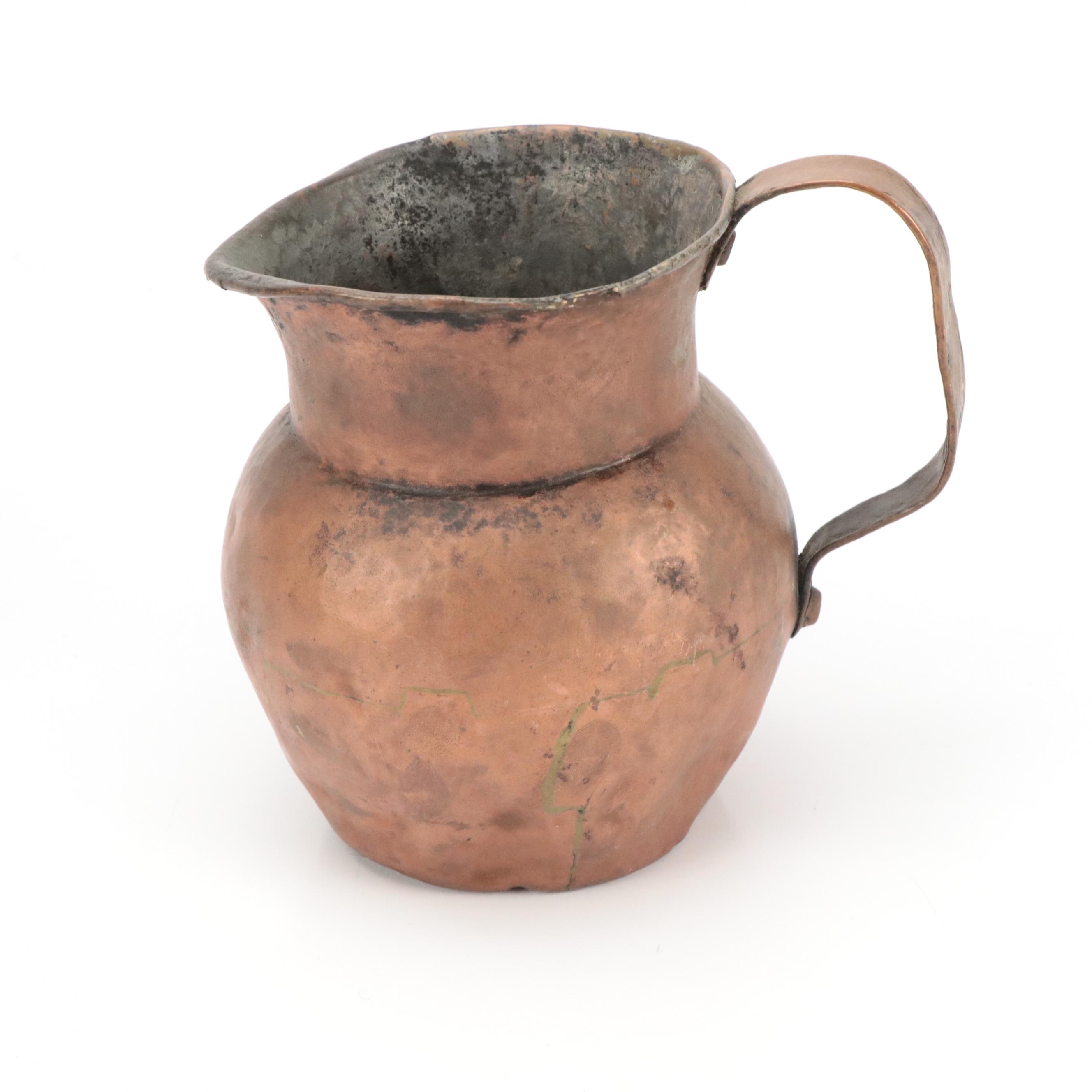 Jatex Copper & Brass Handled Bucket, Tinned Copper Pitcher, Composite Jardiniere