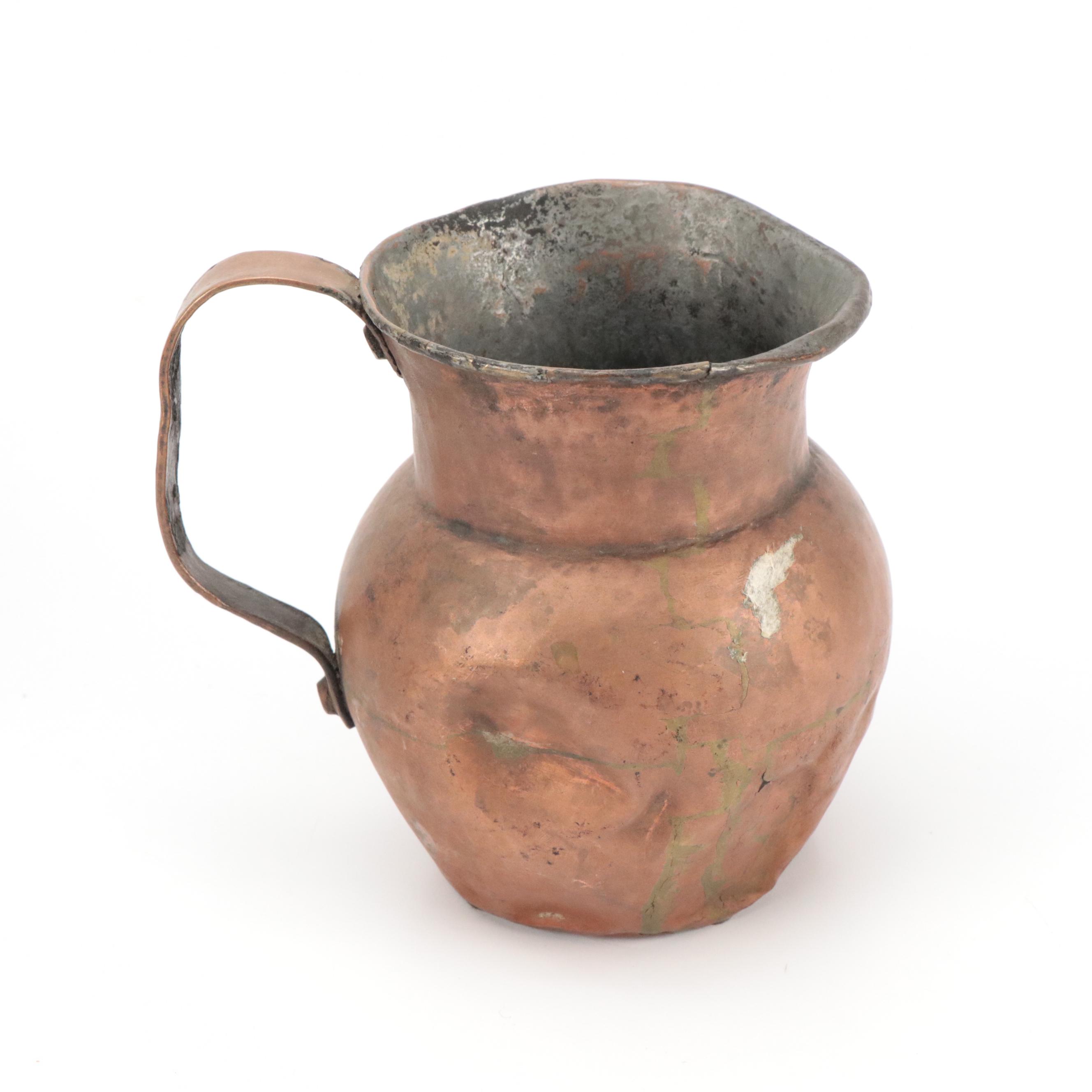 Jatex Copper & Brass Handled Bucket, Tinned Copper Pitcher, Composite Jardiniere