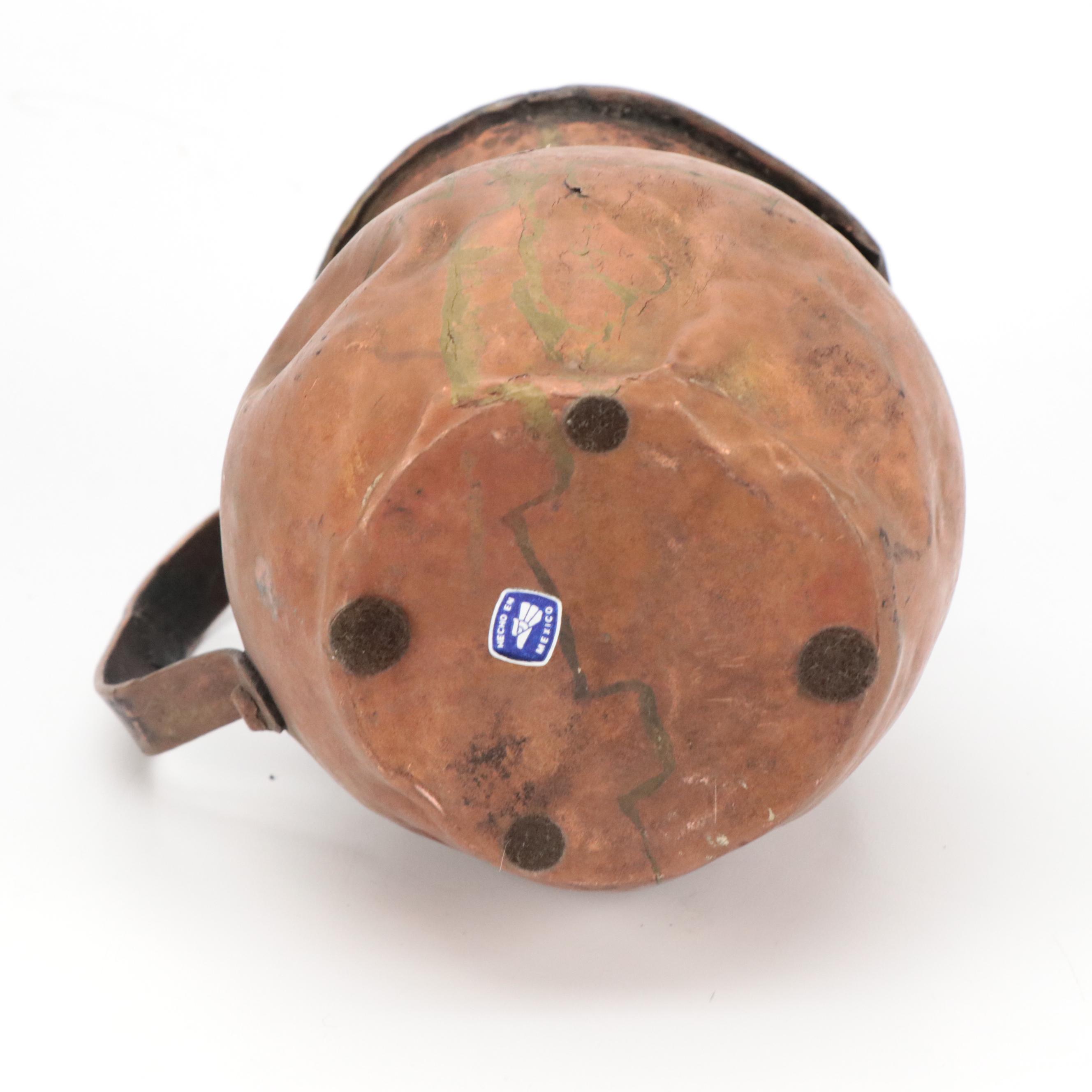 Jatex Copper & Brass Handled Bucket, Tinned Copper Pitcher, Composite Jardiniere