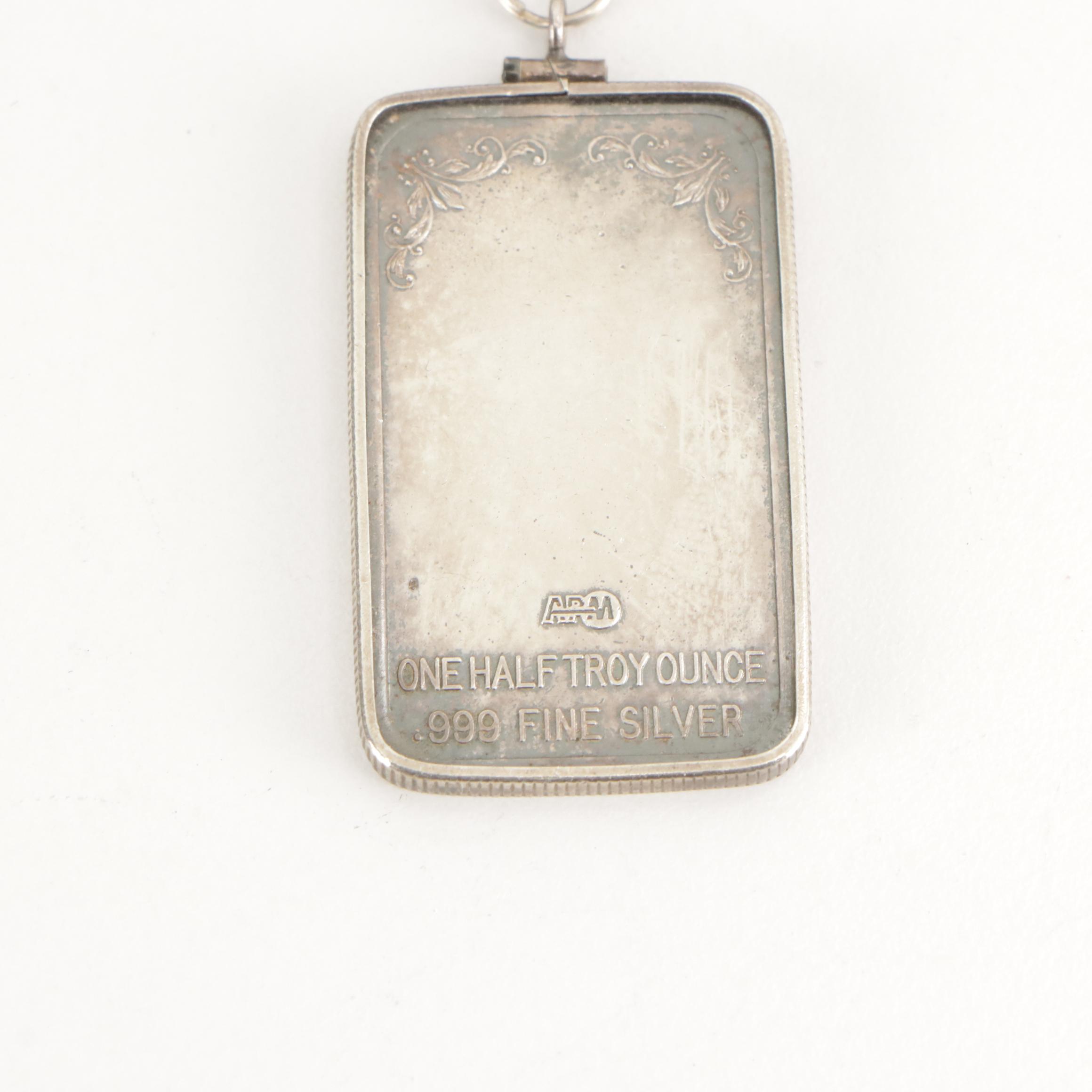 One Half Troy Ounce .999 Fine Silver and Sterling Silver Key Chain