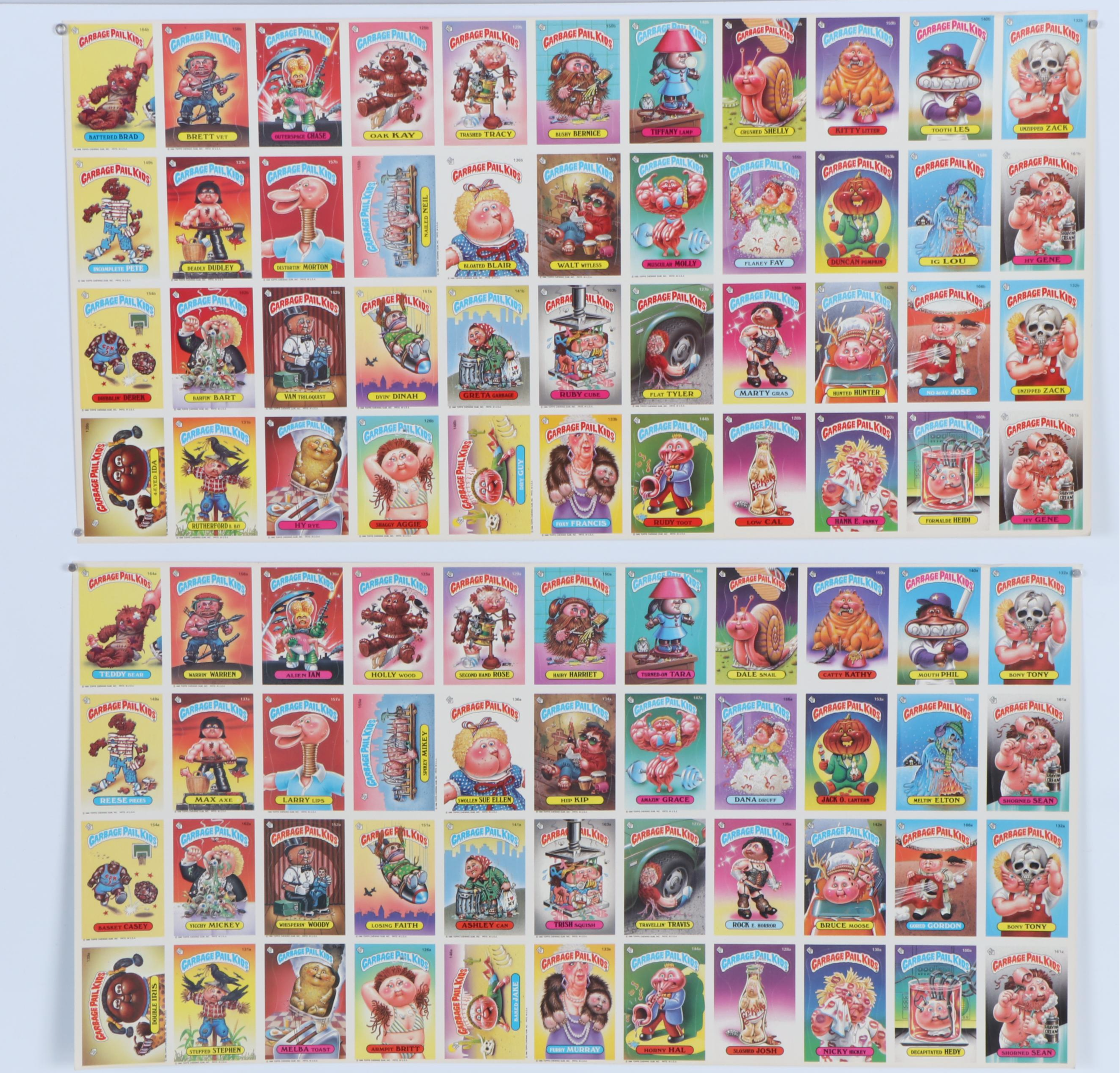 Topps Garbage Pail Kids Uncut Trading Card Sheets, 1986