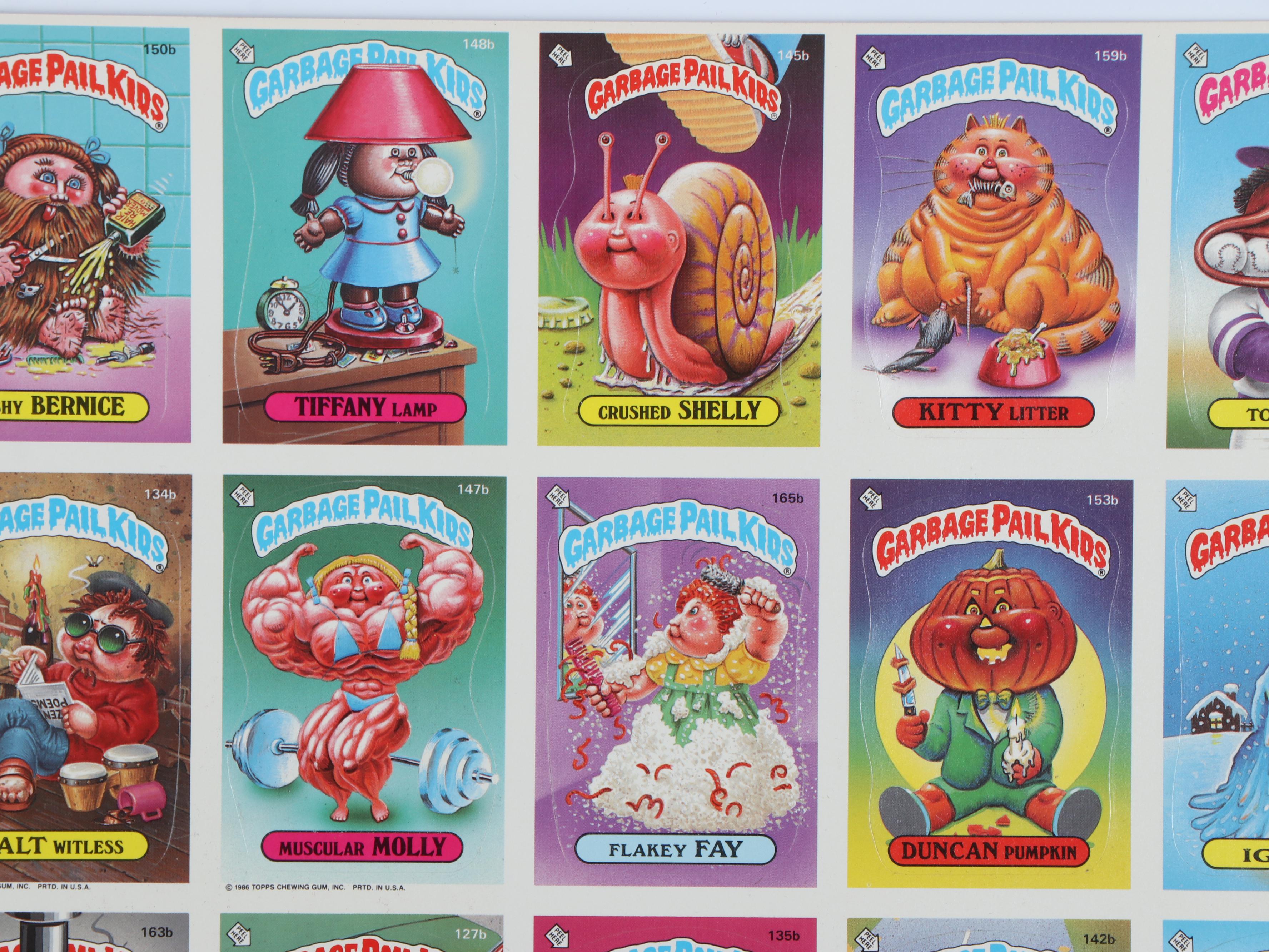 Topps Garbage Pail Kids Uncut Trading Card Sheets, 1986