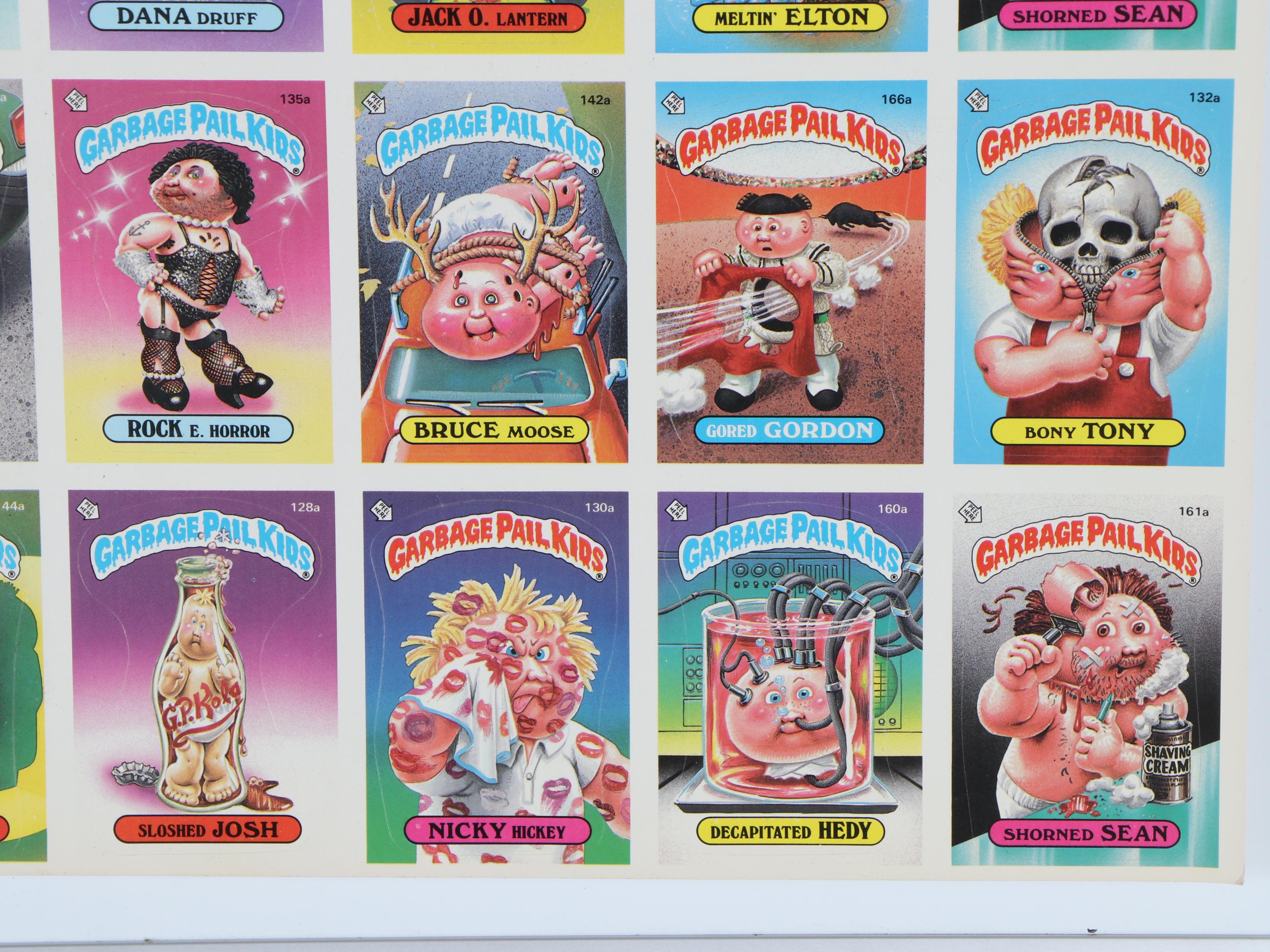 Topps Garbage Pail Kids Uncut Trading Card Sheets, 1986
