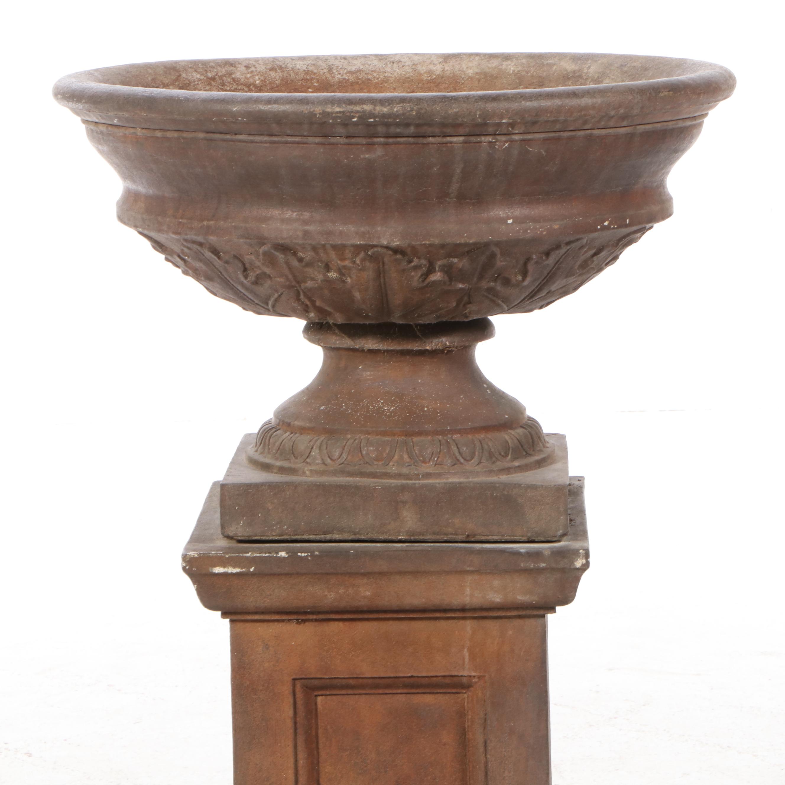 Cast Concrete Patio Planter on Column Stand
