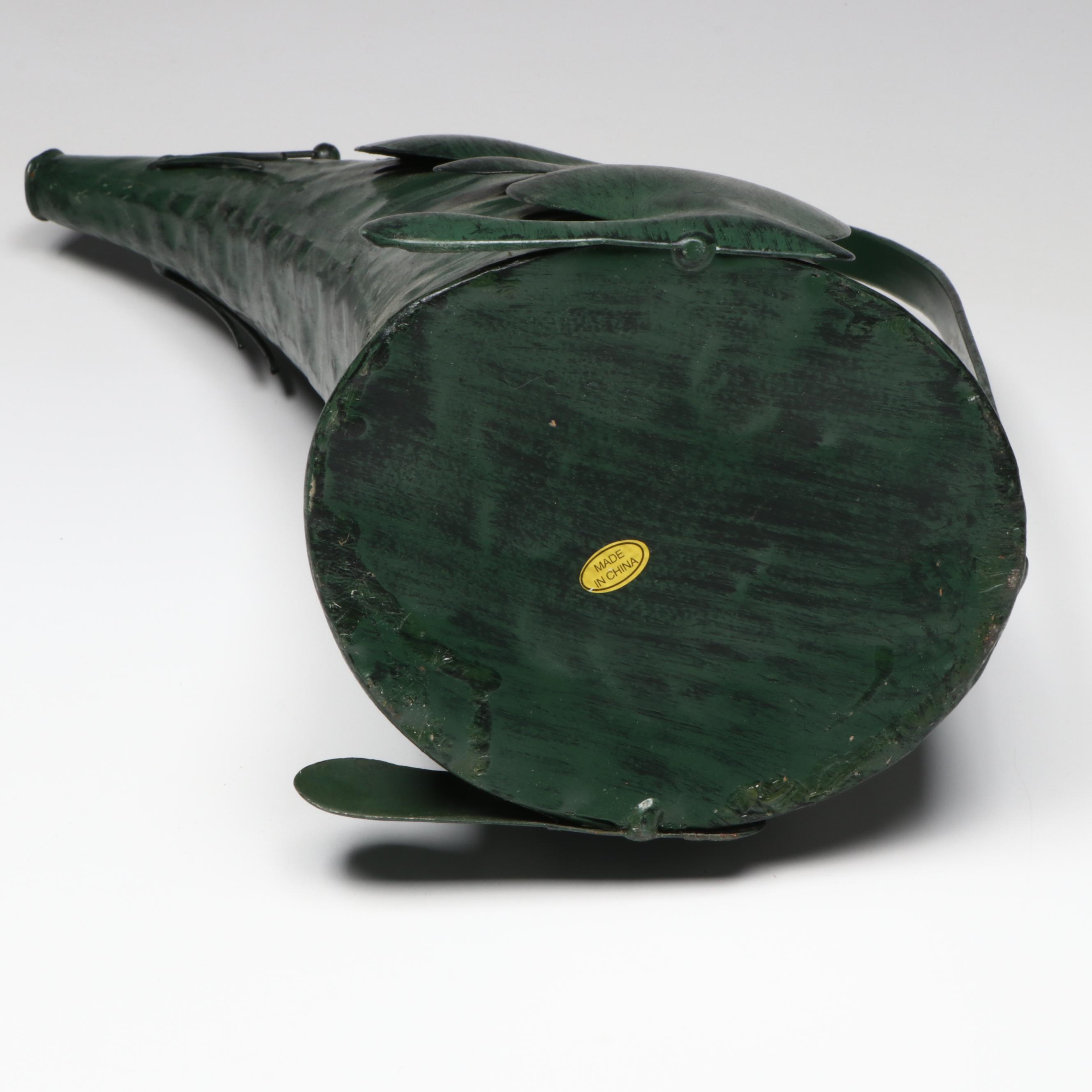 Green Glass Ramekins or Bowls with Green Metal Rat Pitcher