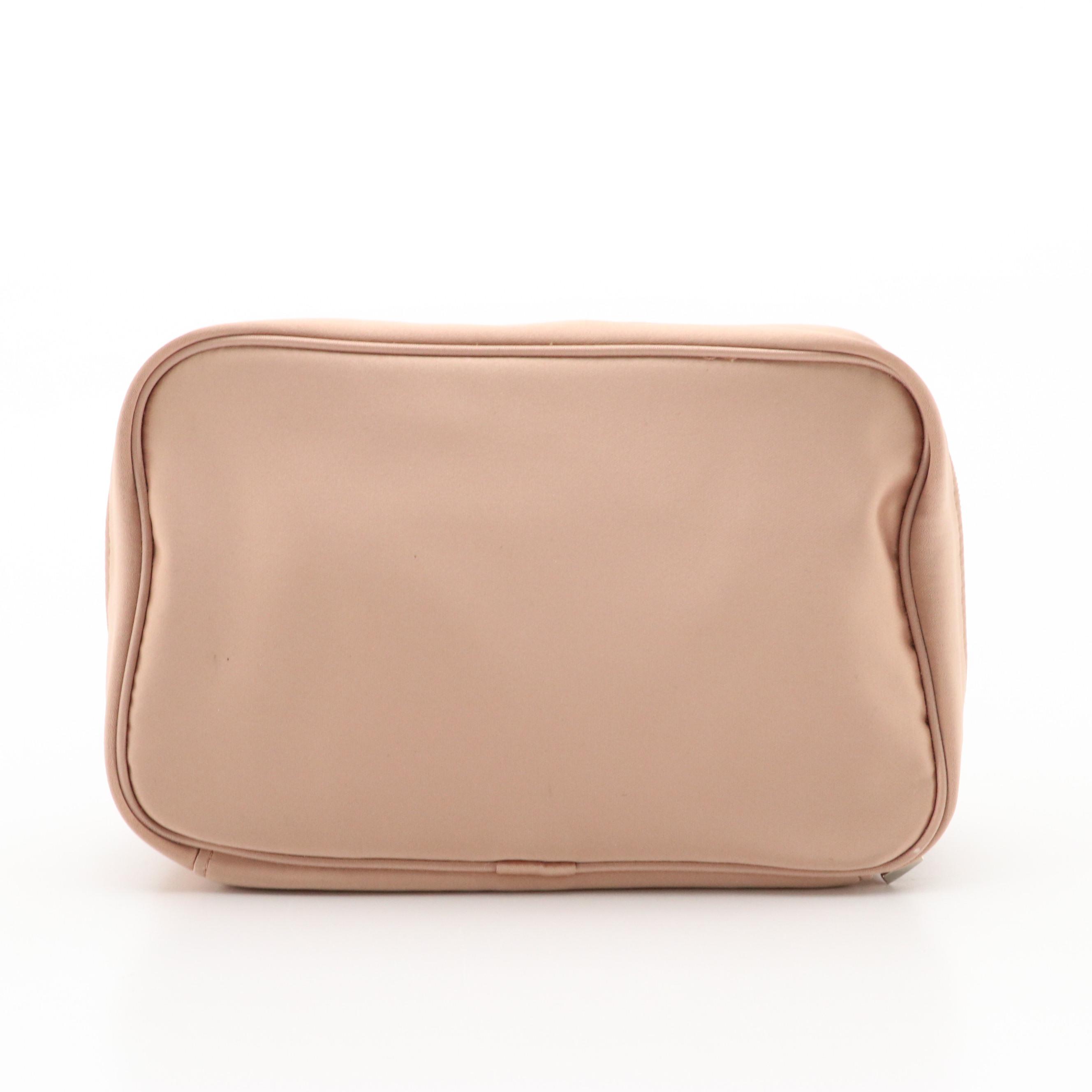 Prada Parfums Blush Pink Poly Satin Cosmetic Zip Pouch