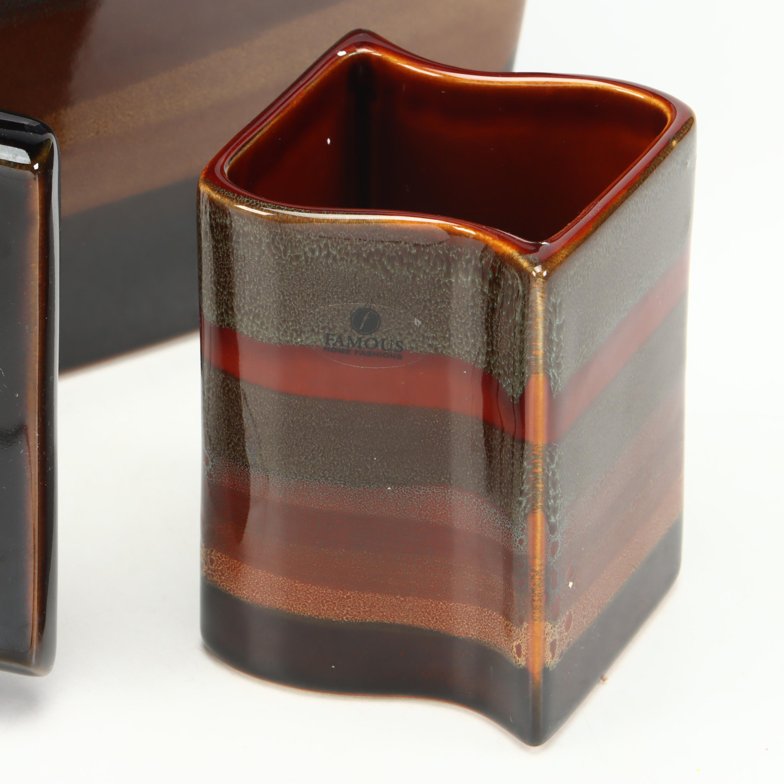 Famous Multicolored Trash Can, Toothbrush Holder, and Soap Dish