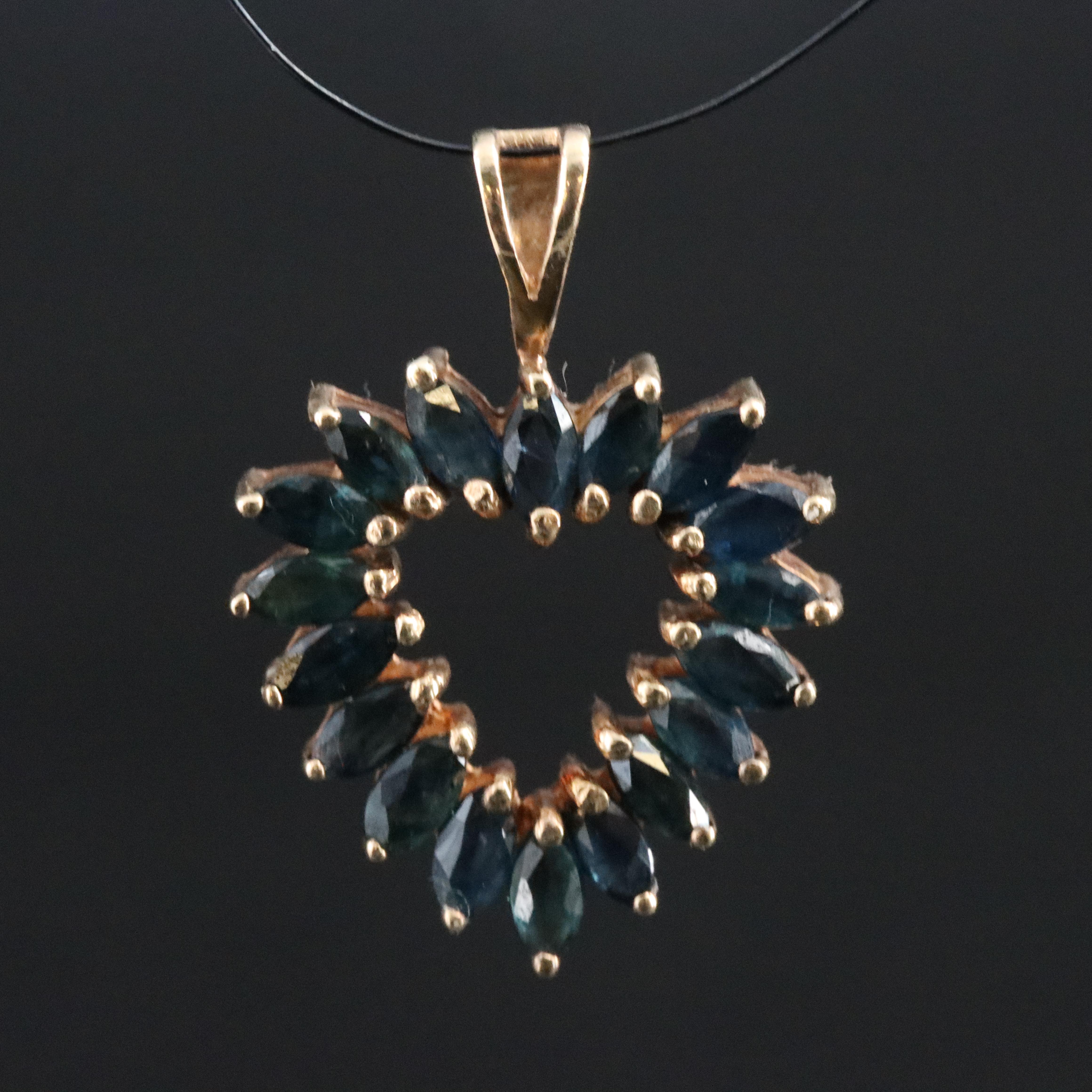 10K Sapphire Heart Pendant