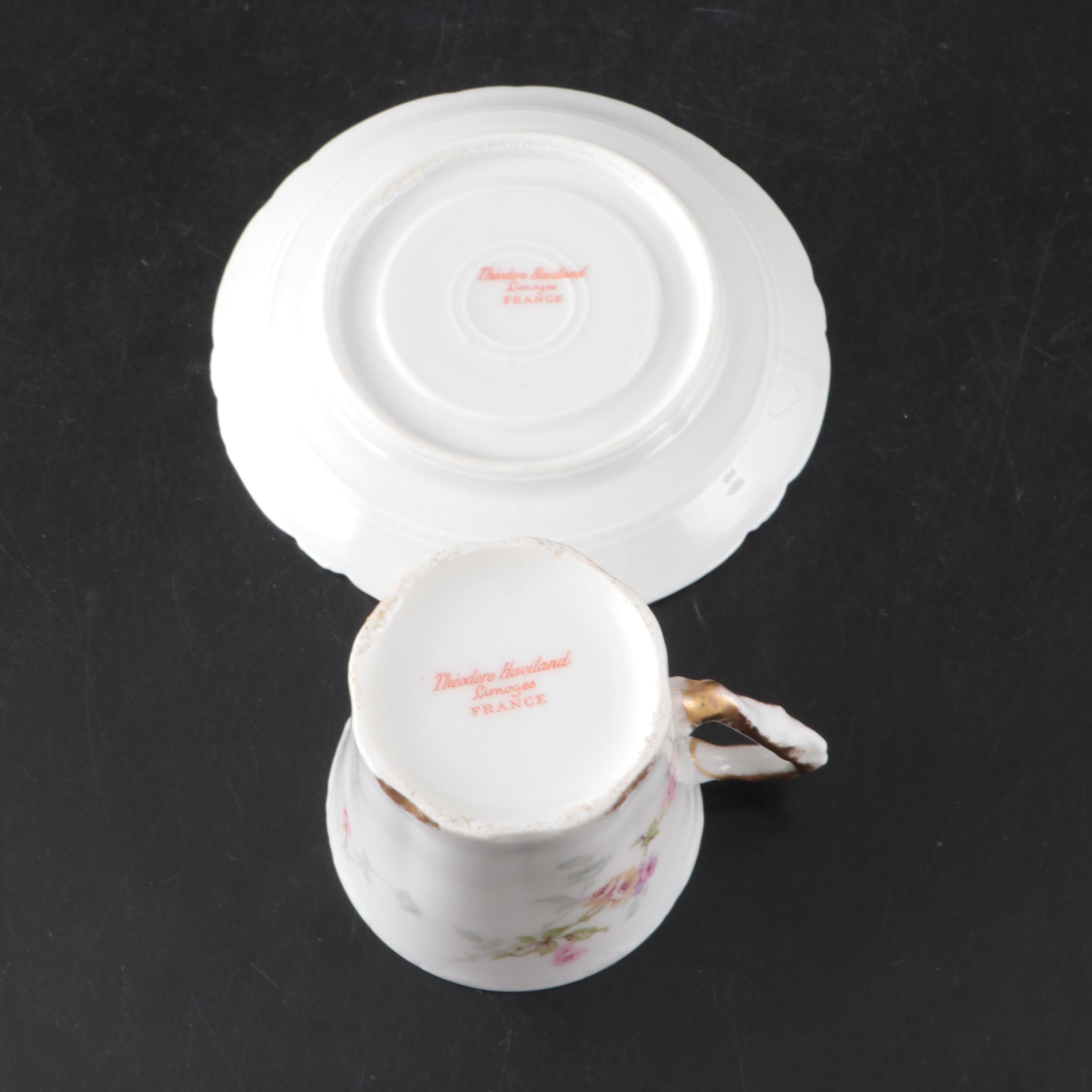 Theodore Haviland Limoges Porcelain Serveware with Plates and Teacups