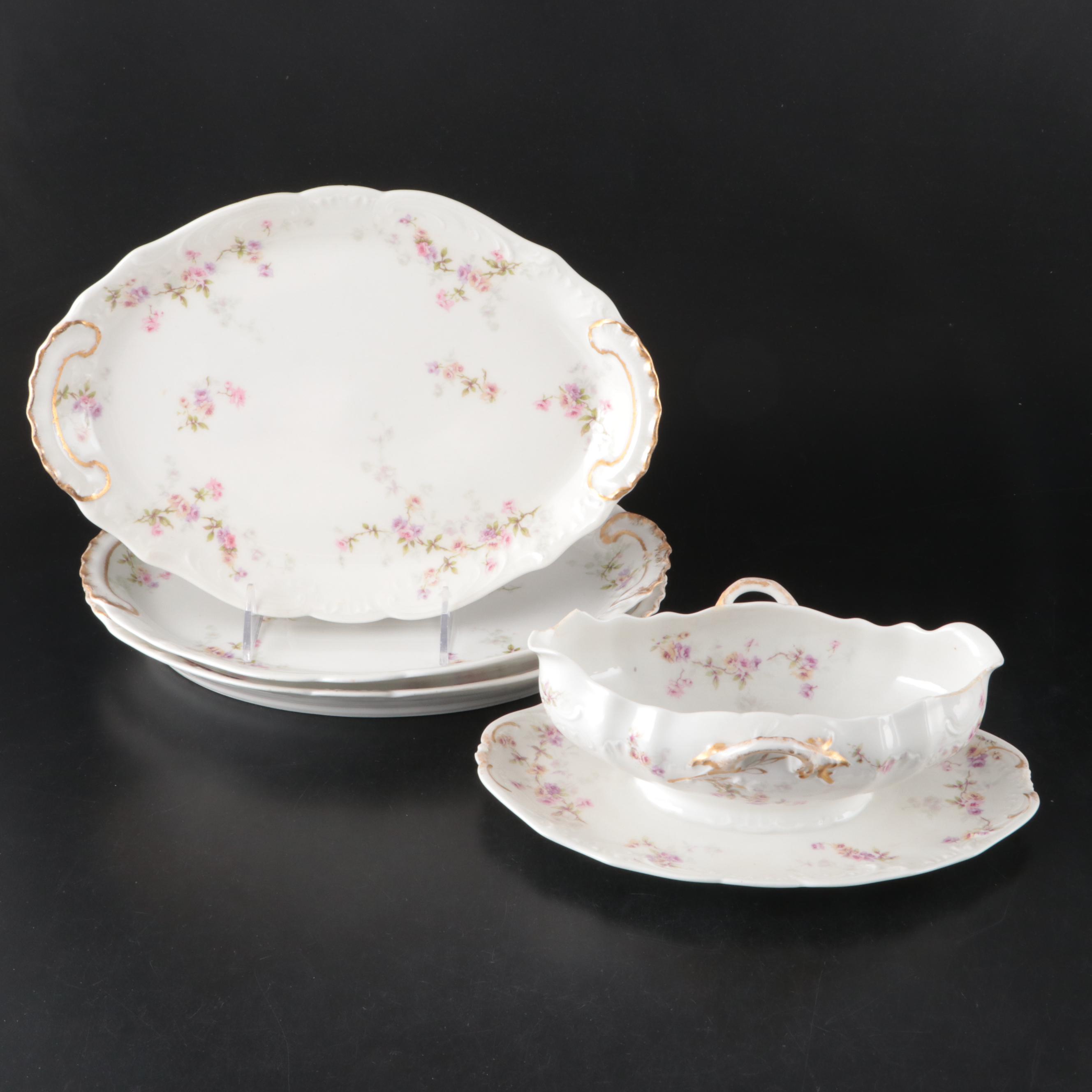 Theodore Haviland Limoges Porcelain Serveware with Plates and Teacups