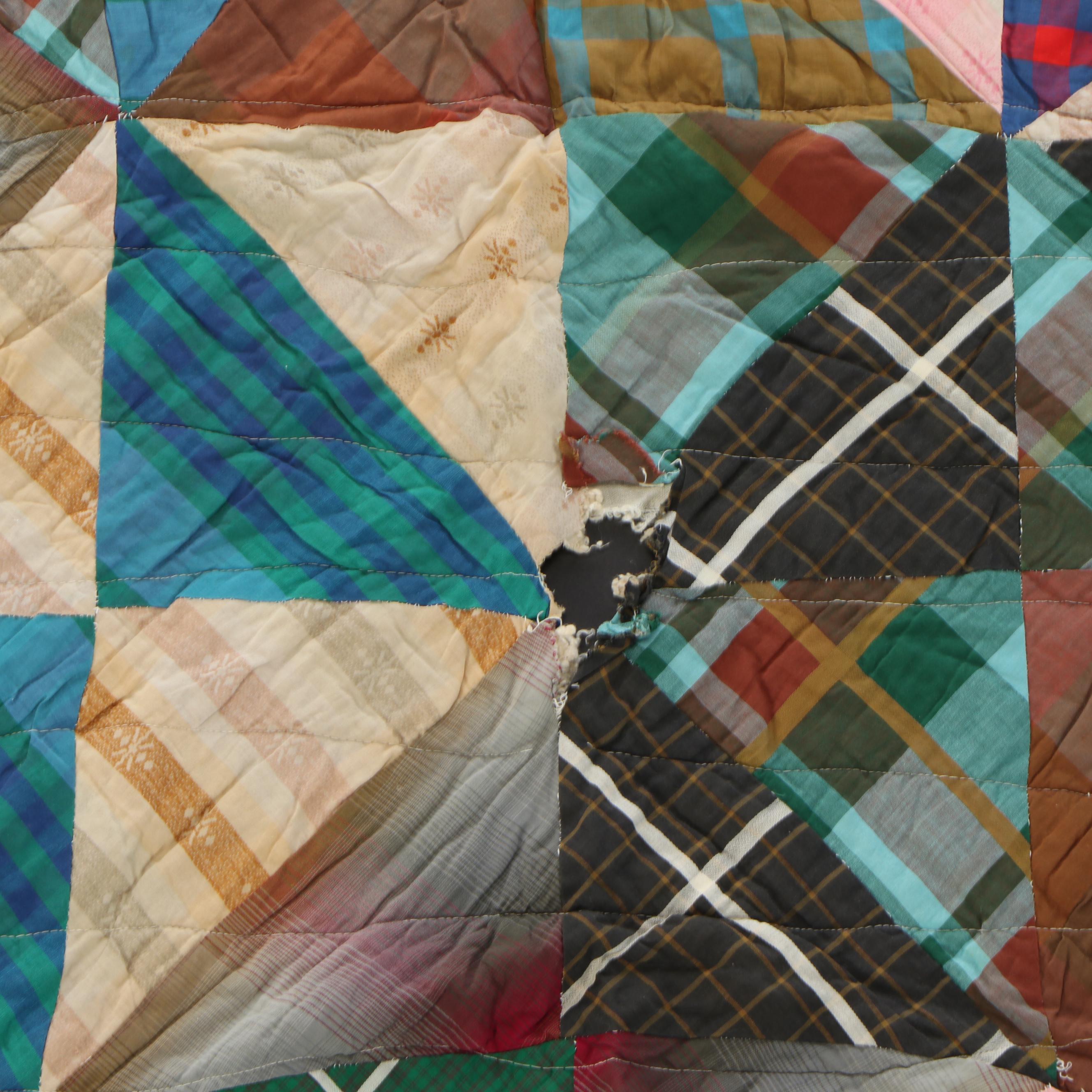 Hand-Pieced Scrappy Cotton and Calico Quilts