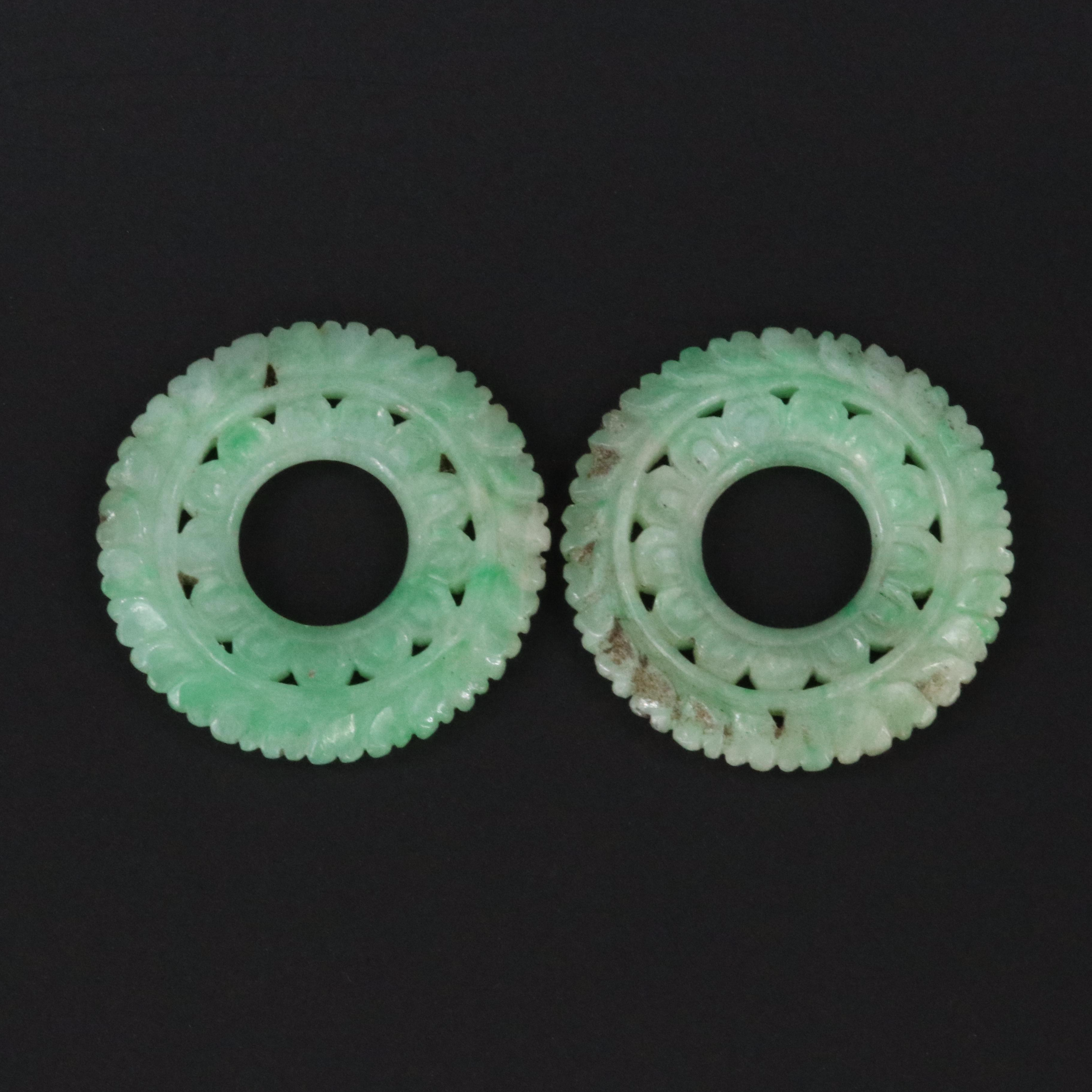 Loose 34.67 CTW Jadeite Carved Bi Pendants