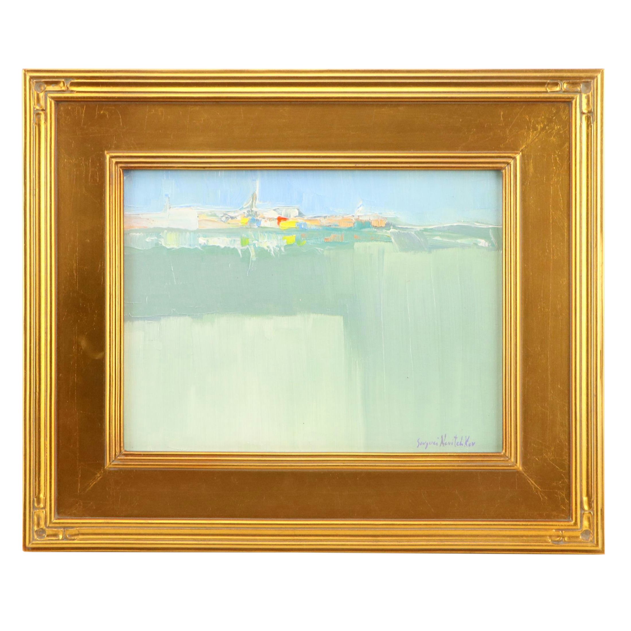 Serguei Novitchkov Stylized Landscape Oil Painting "Quiet Land," 2025