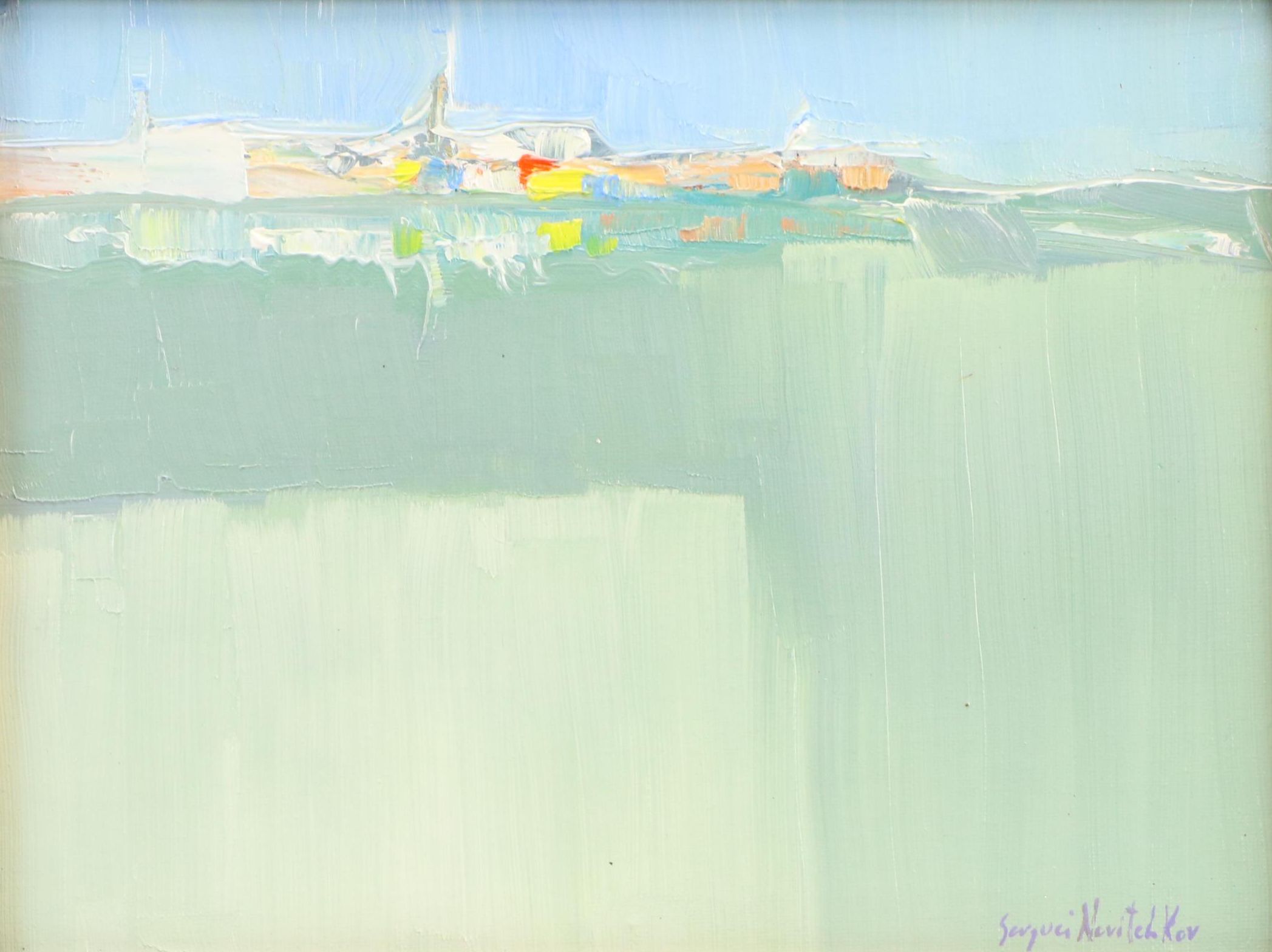 Serguei Novitchkov Stylized Landscape Oil Painting "Quiet Land," 2025