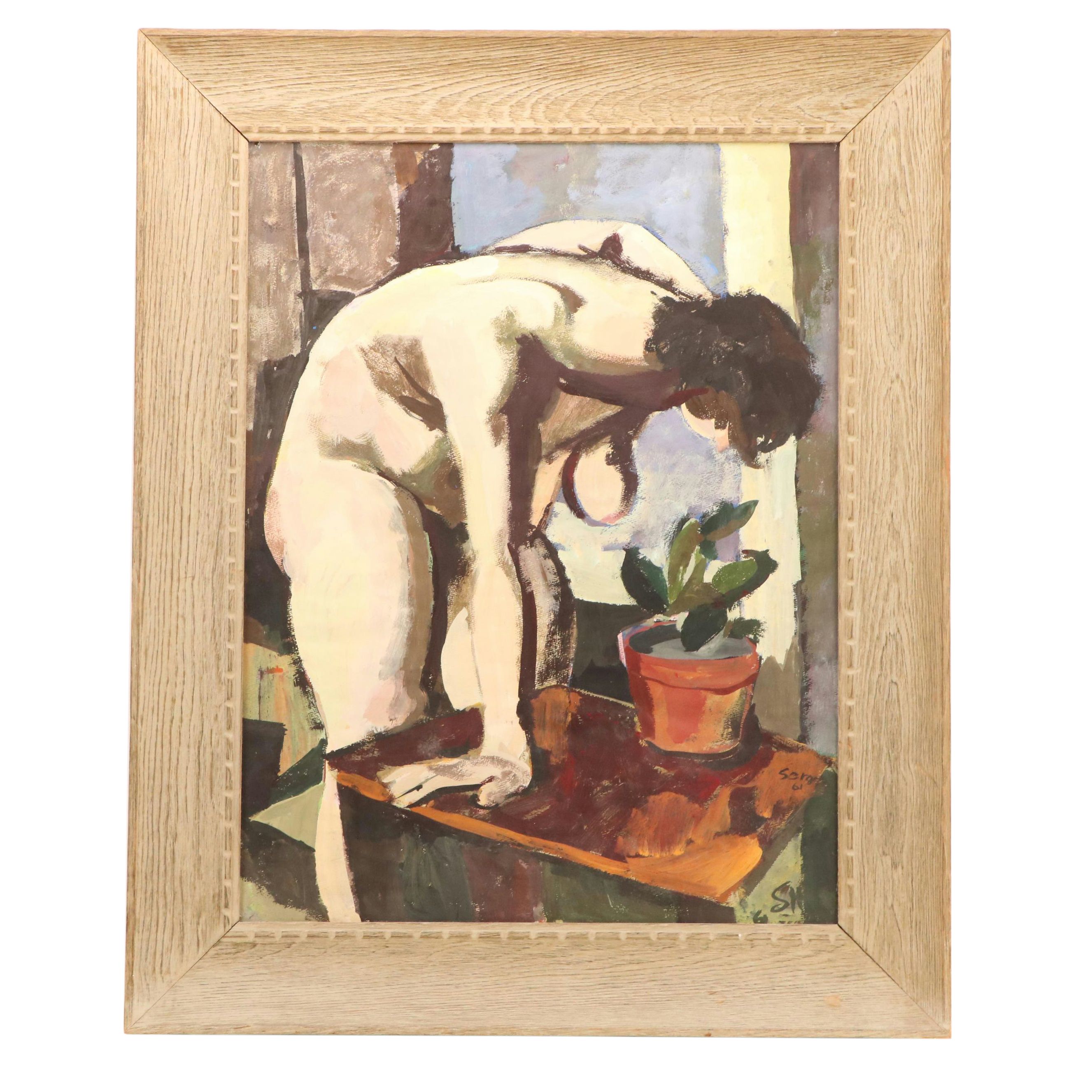 Serge Hollerbach Figural Modern Oil Painting, 1961