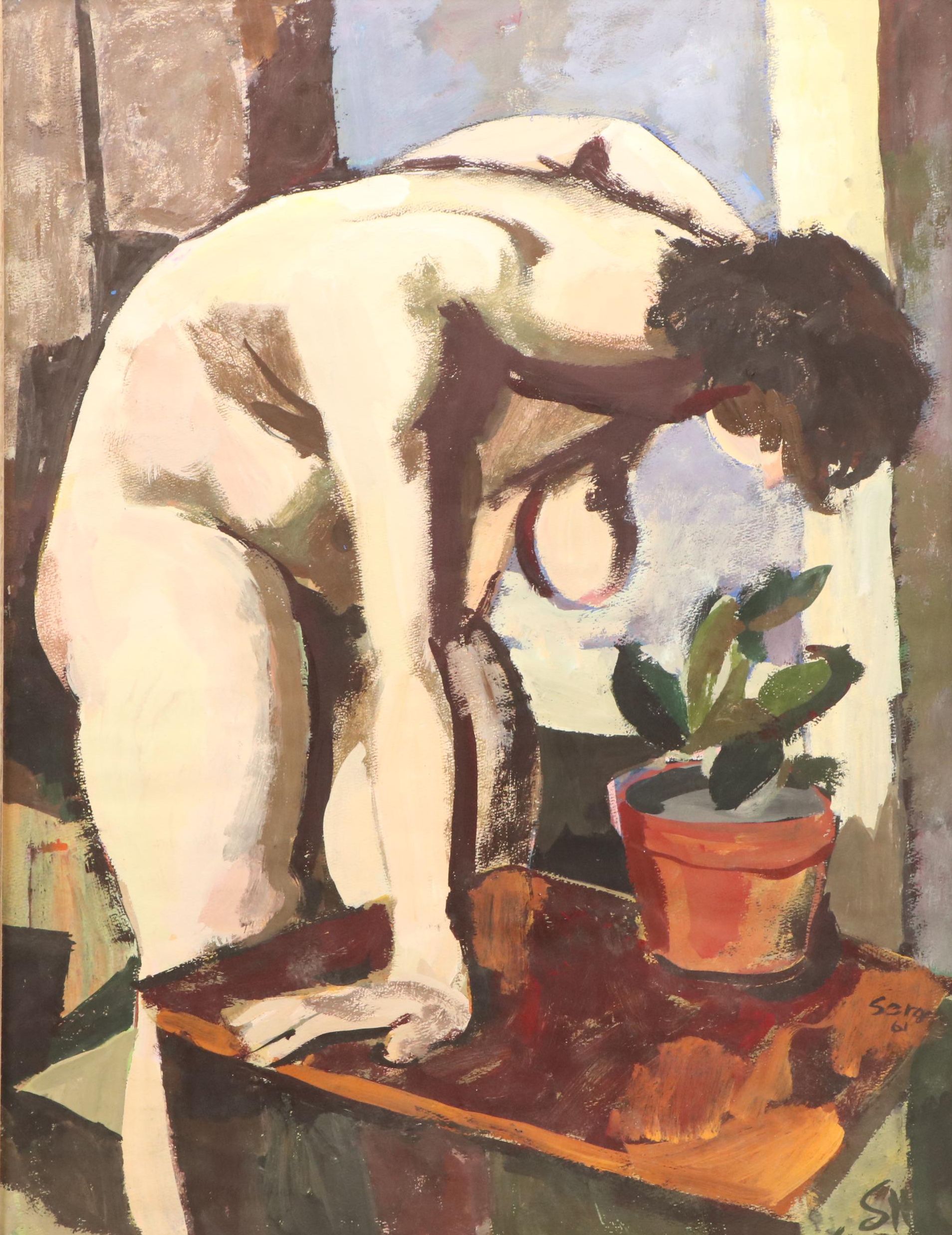 Serge Hollerbach Figural Modern Oil Painting, 1961