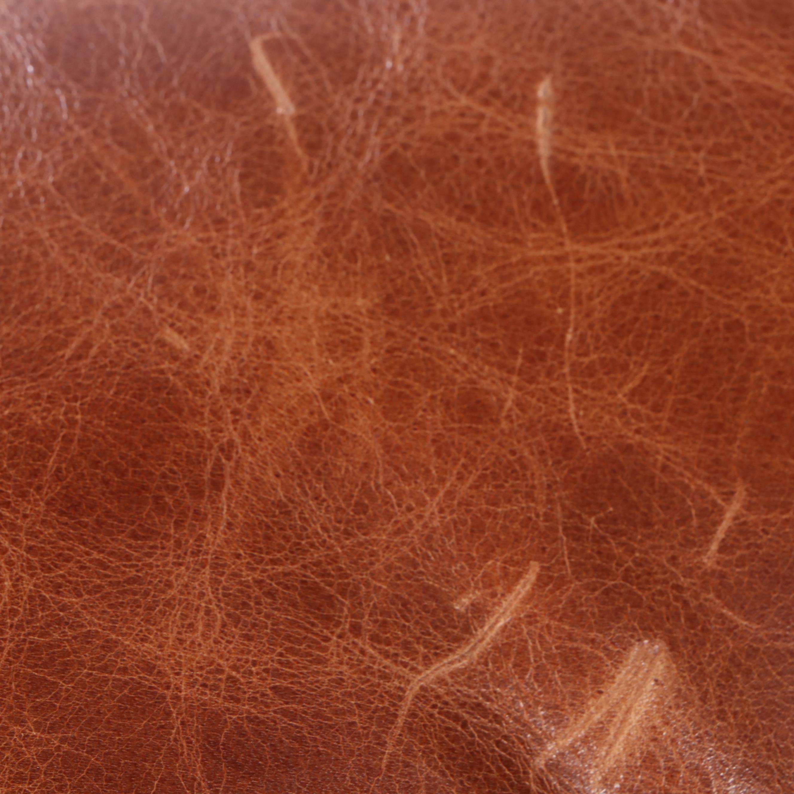 Arhaus Furniture Buttoned-Down Leather Easy Armchair and Ottoman