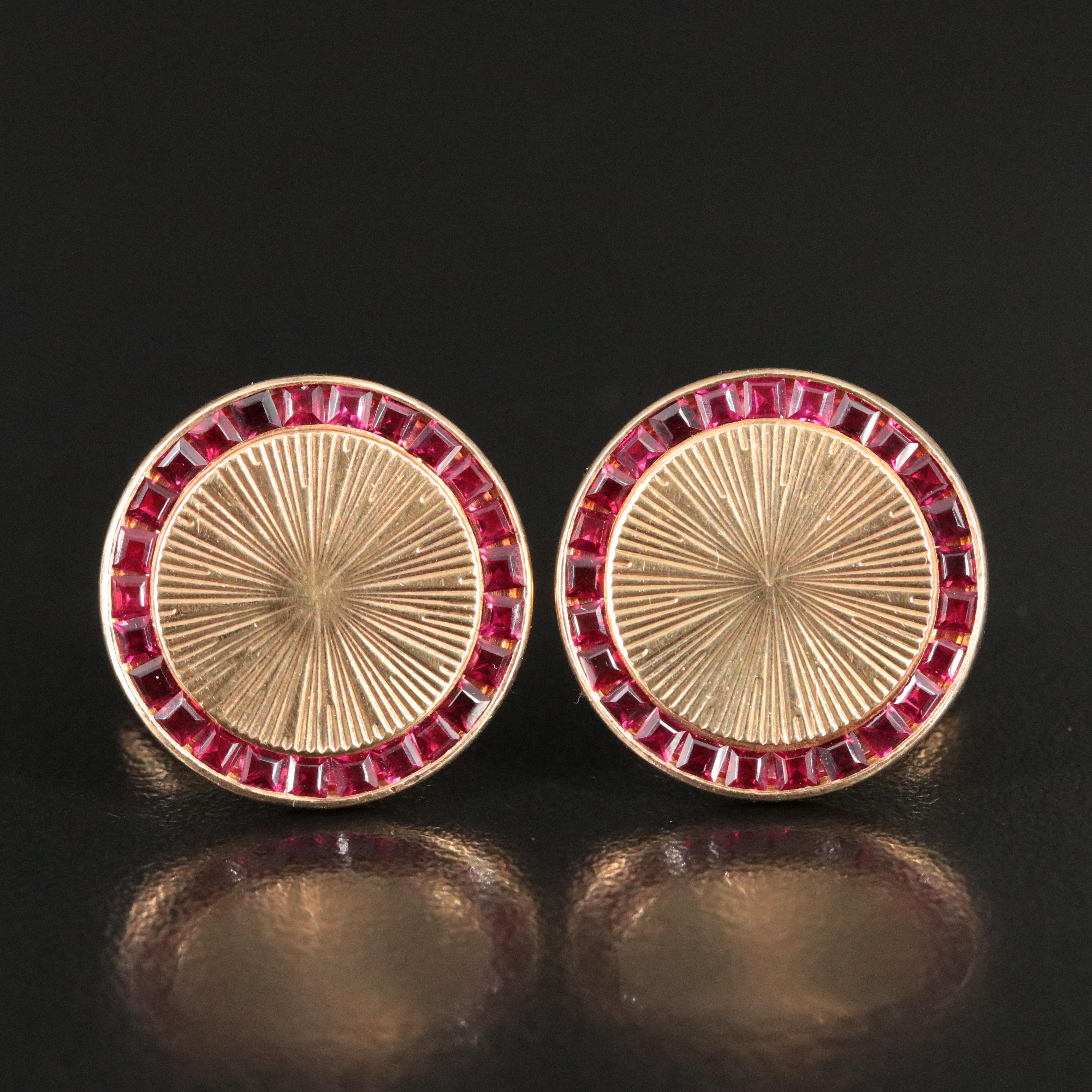 Vintage 14K Ruby Cufflinks