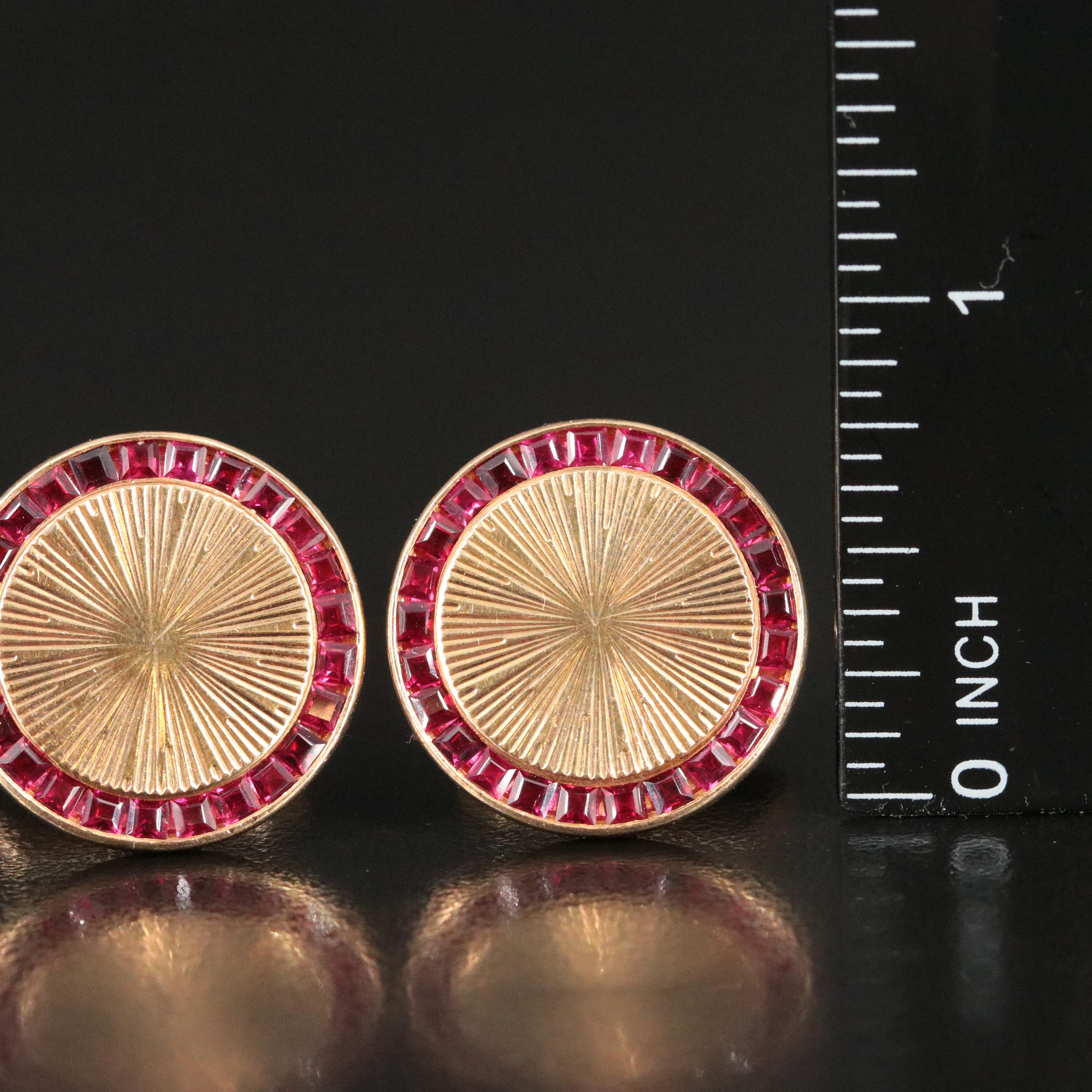 Vintage 14K Ruby Cufflinks