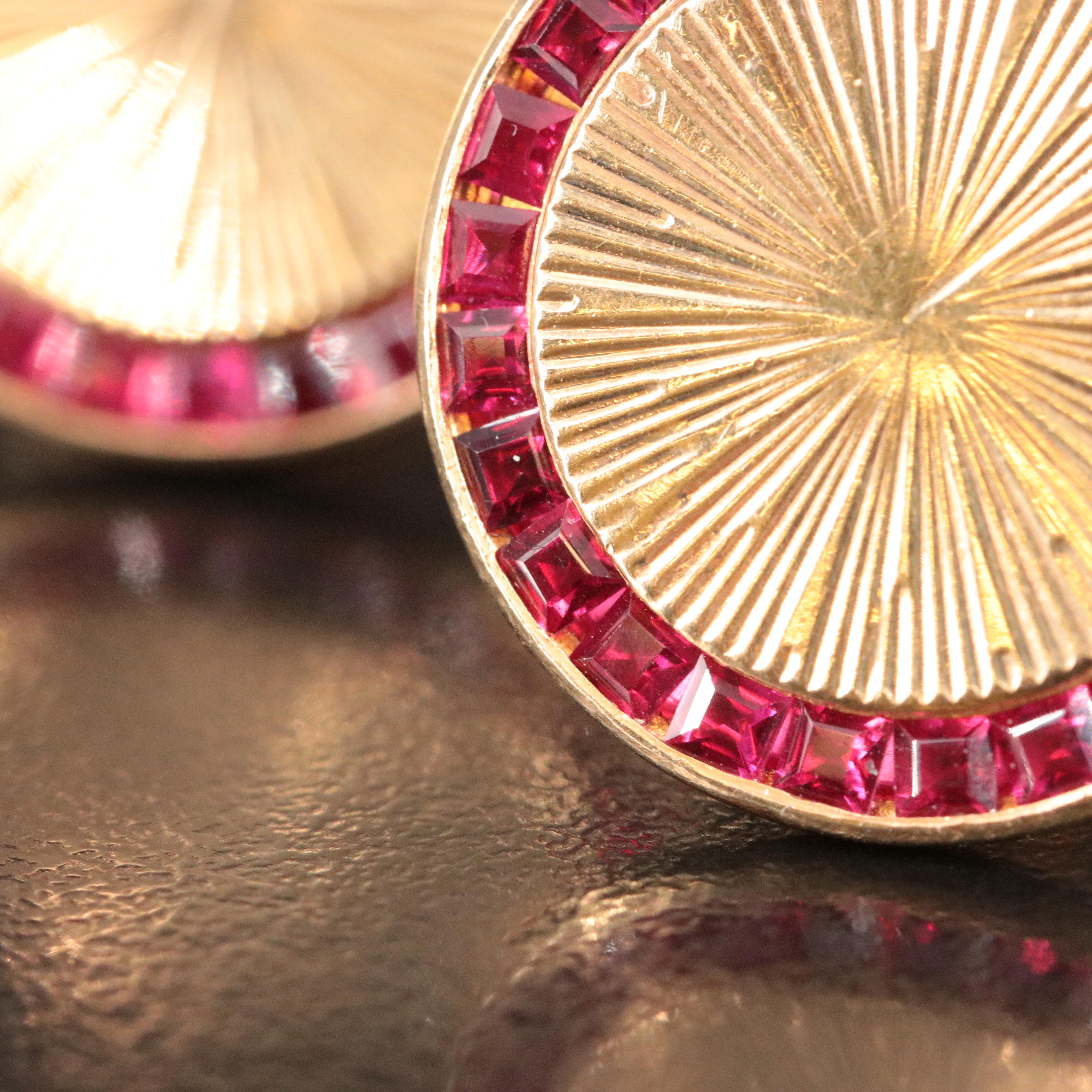 Vintage 14K Ruby Cufflinks