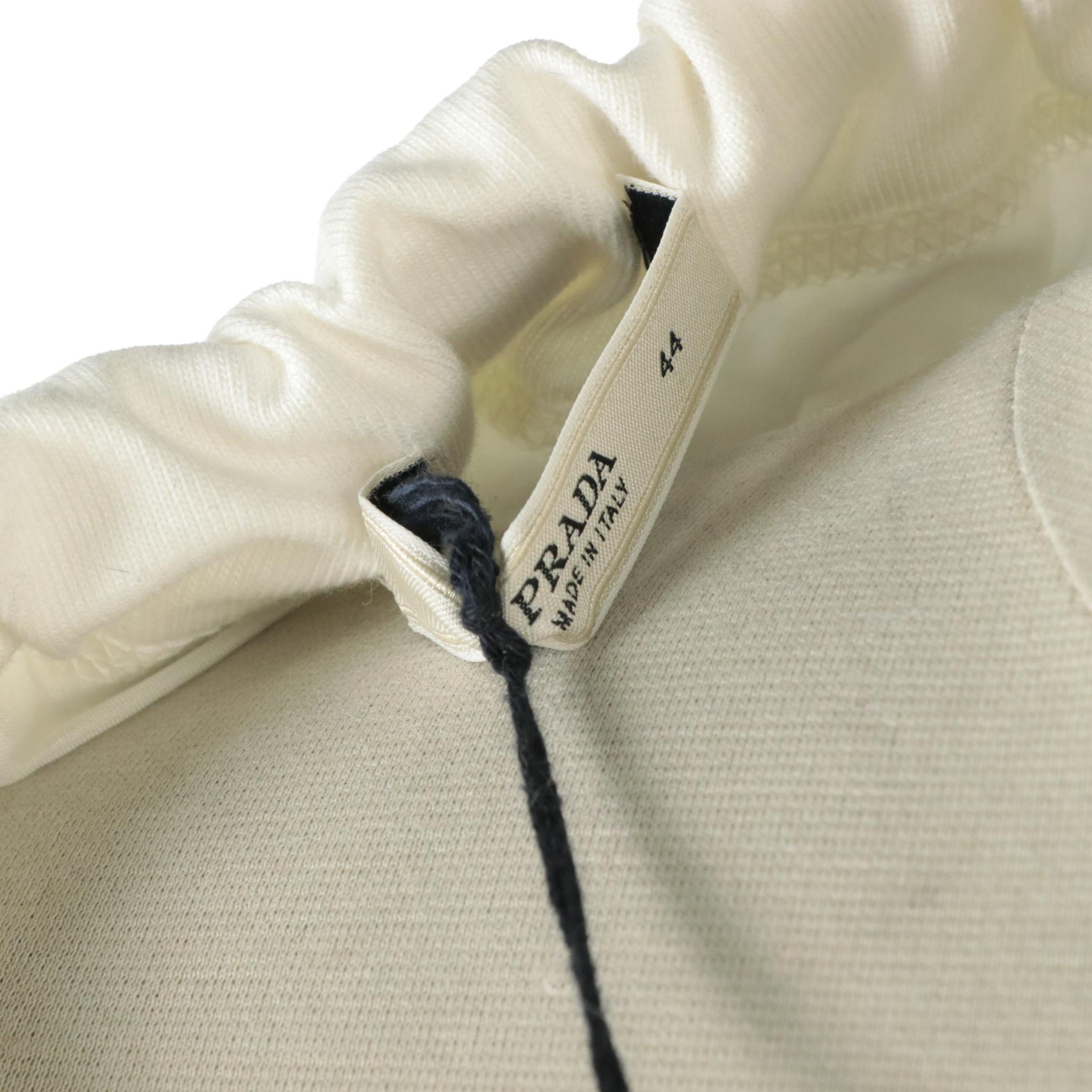 Prada Heavy Bead Embellished White Cotton Skirt, 2000s