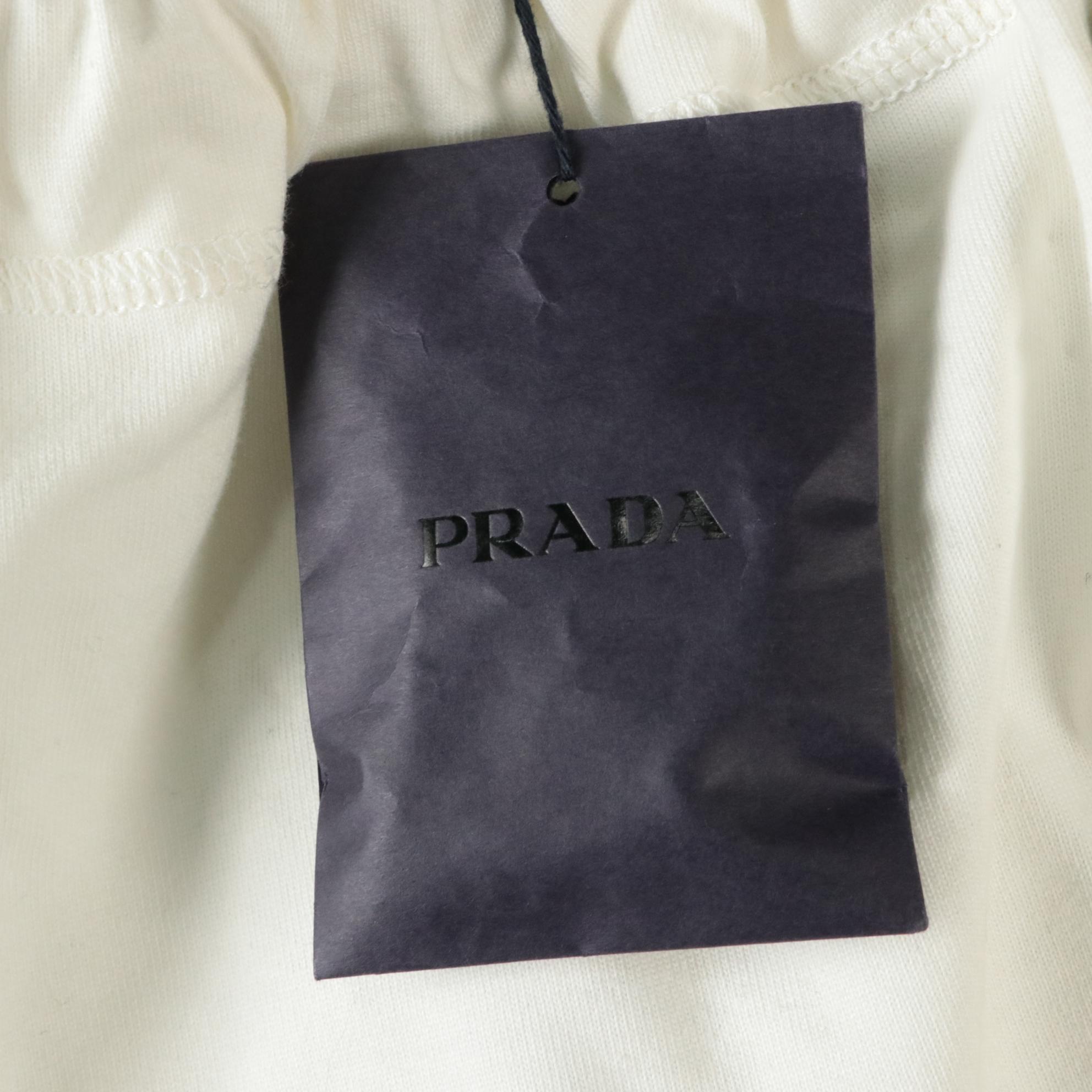 Prada Heavy Bead Embellished White Cotton Skirt, 2000s