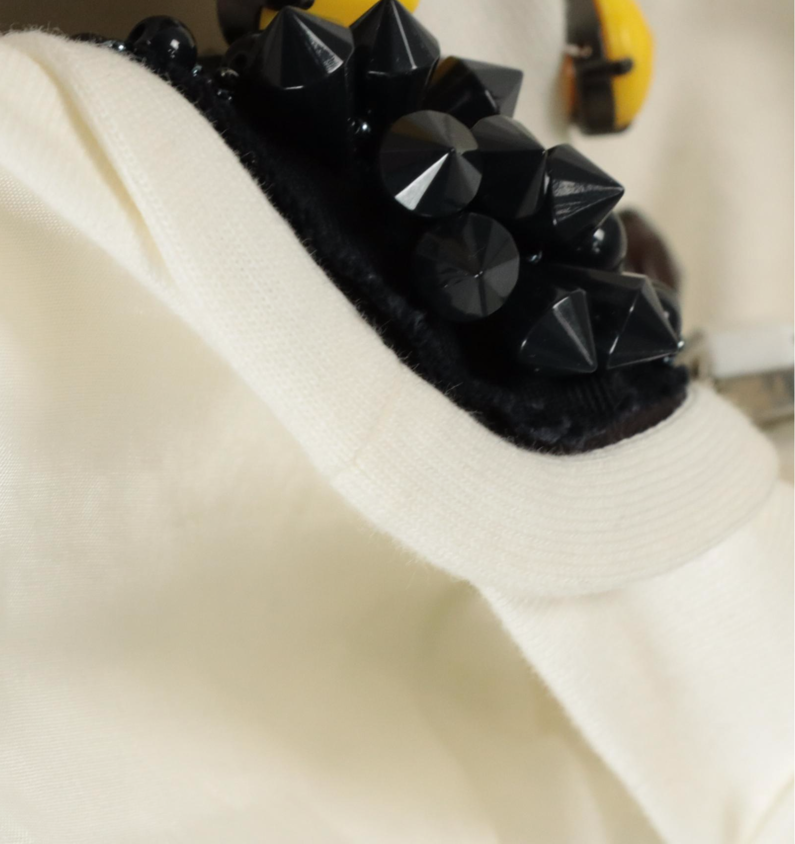 Prada Heavy Bead Embellished White Cotton Skirt, 2000s