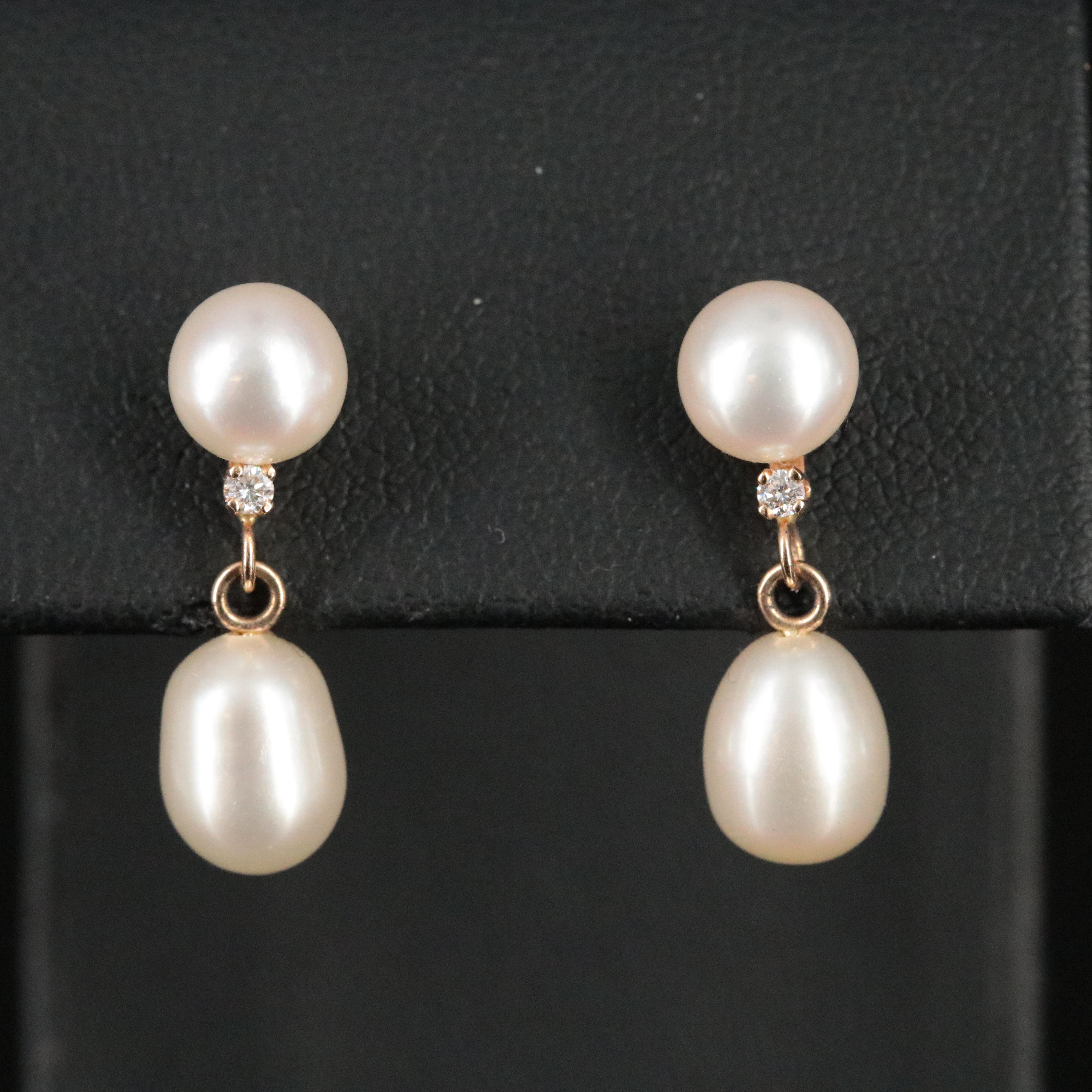 14K Pearl Drop Earrings