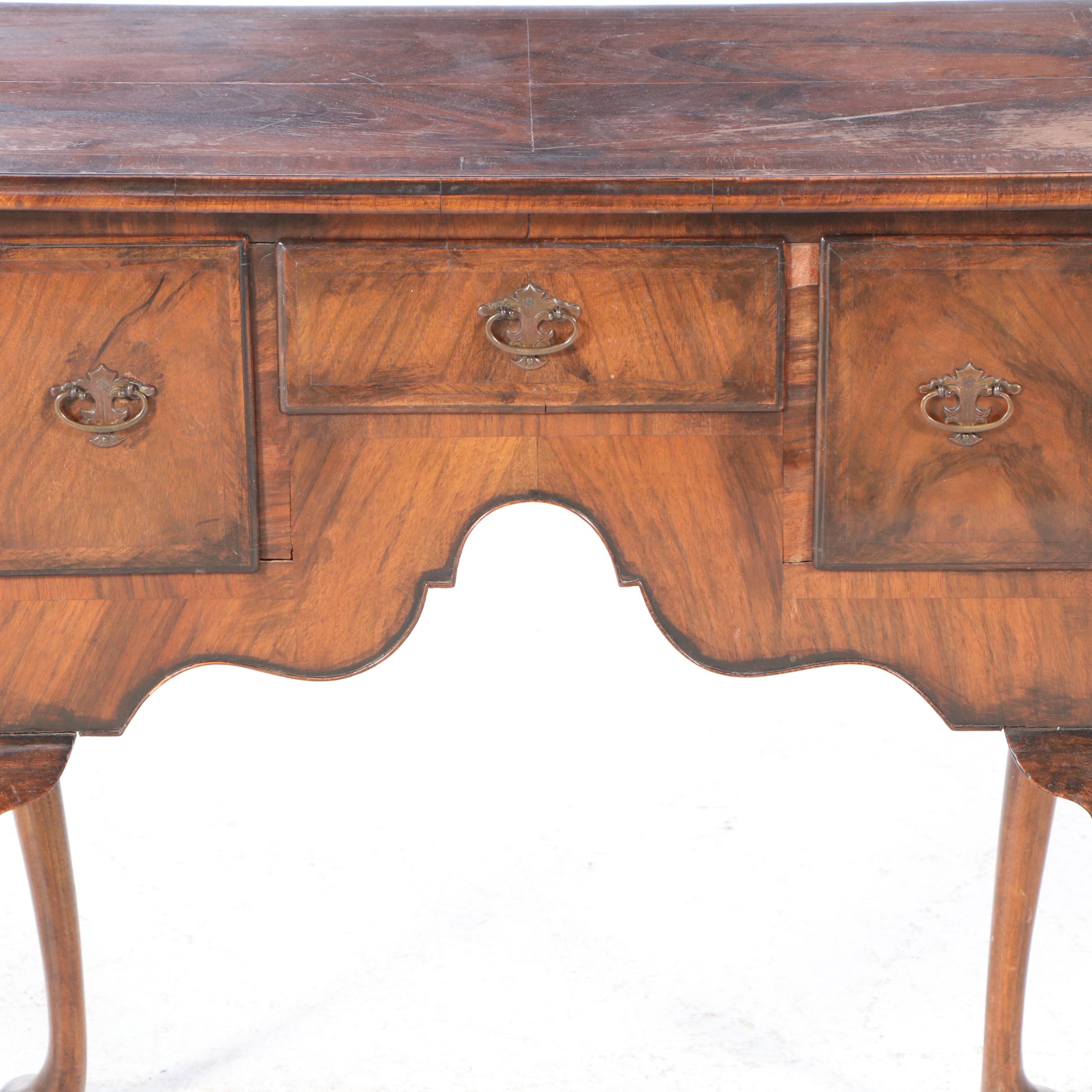 George II Style Walnut and Featherbanded Lowboy, Late 19th/Early 20th Century