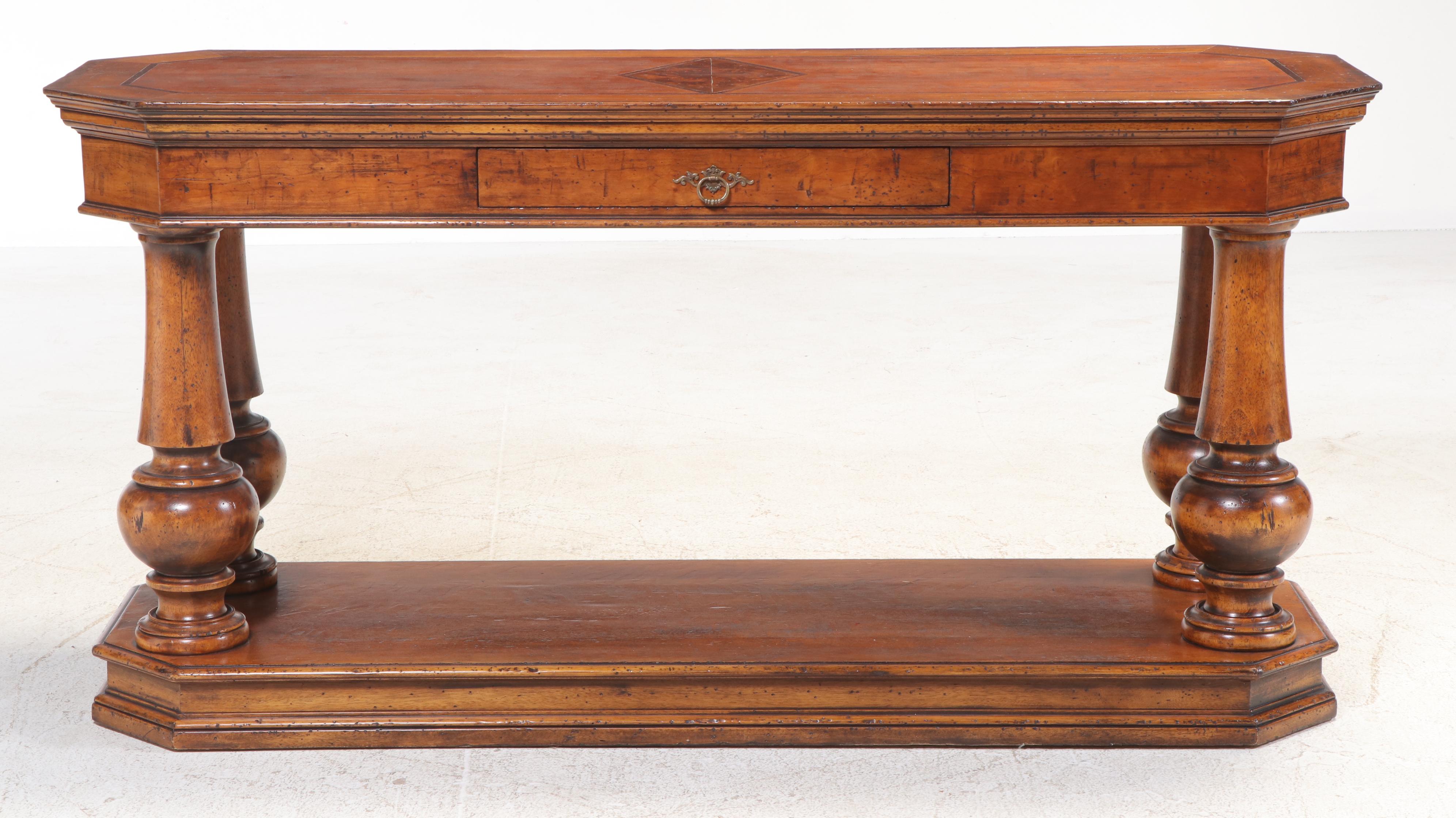 Henredon French Provincial Style Hardwood-Veneered Console Table