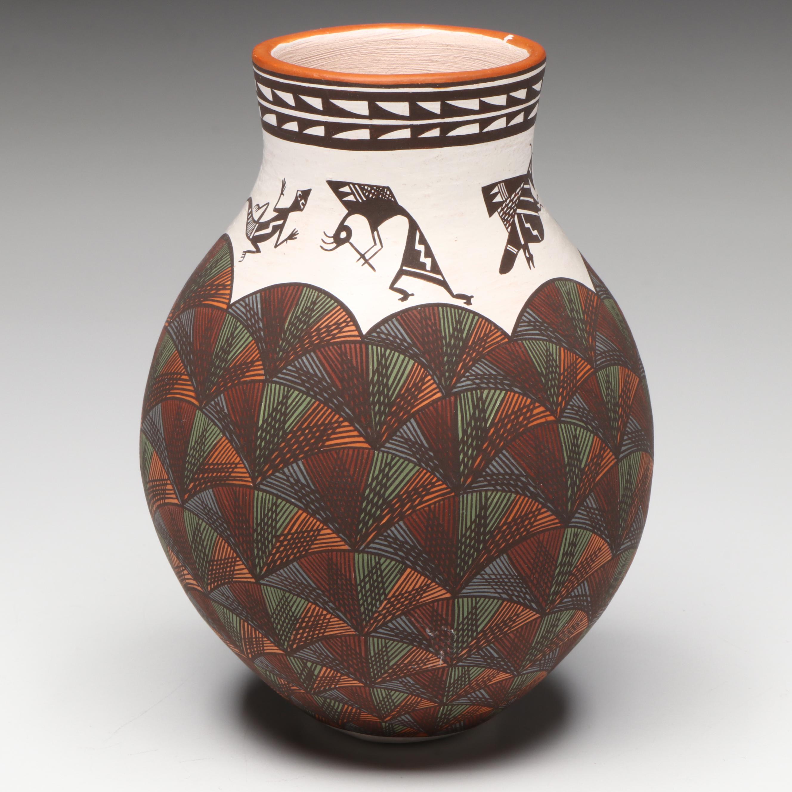 Diane Lewis Acoma Pueblo Pottery Polychrome Mimbres Vase
