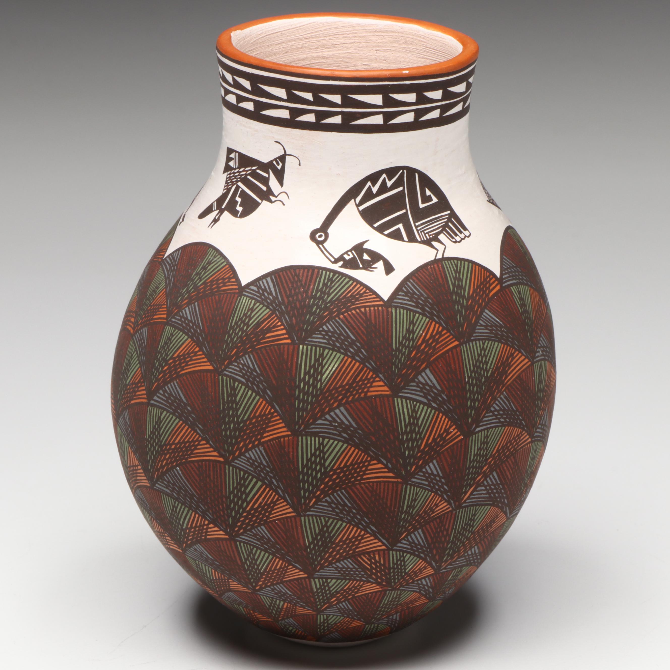 Diane Lewis Acoma Pueblo Pottery Polychrome Mimbres Vase