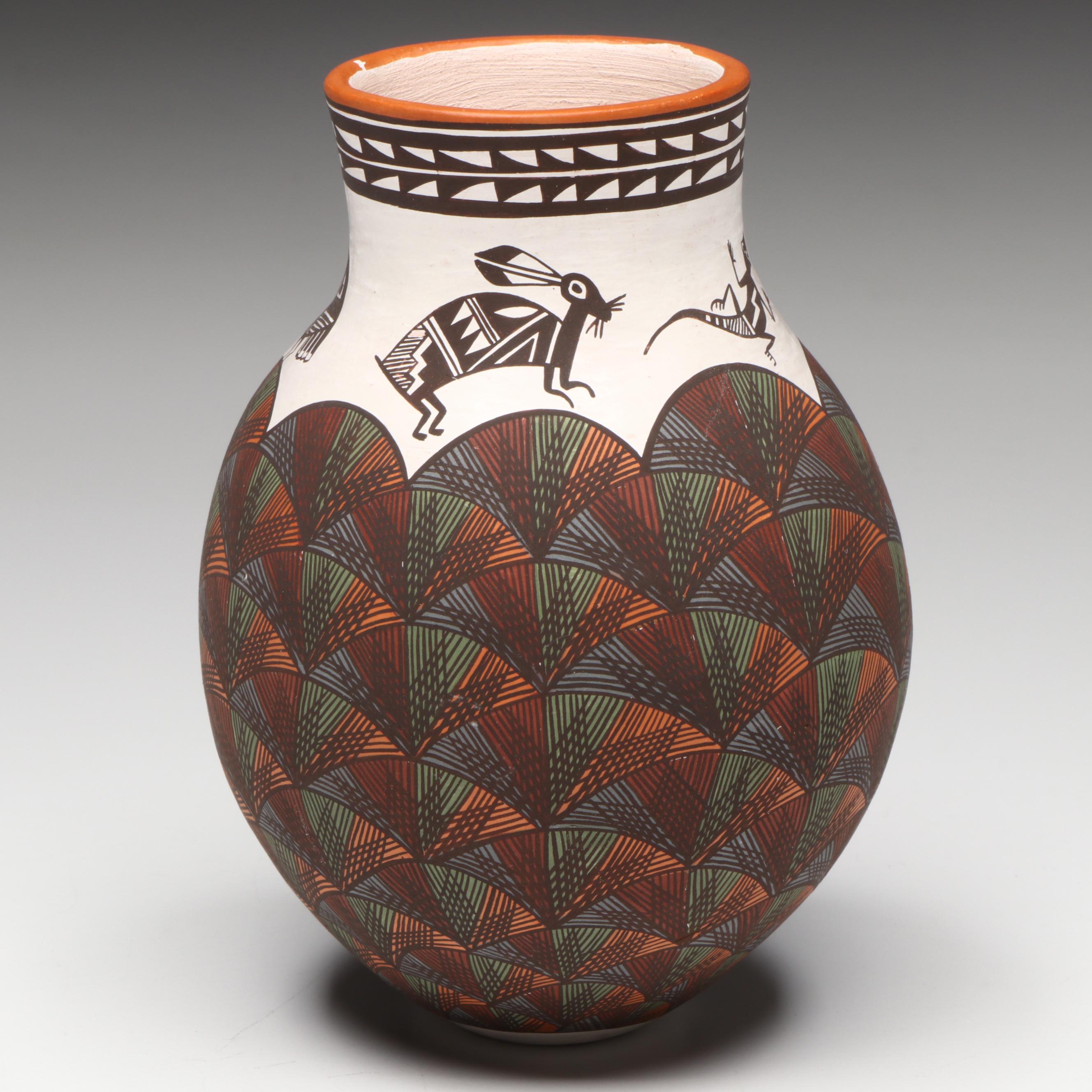 Diane Lewis Acoma Pueblo Pottery Polychrome Mimbres Vase