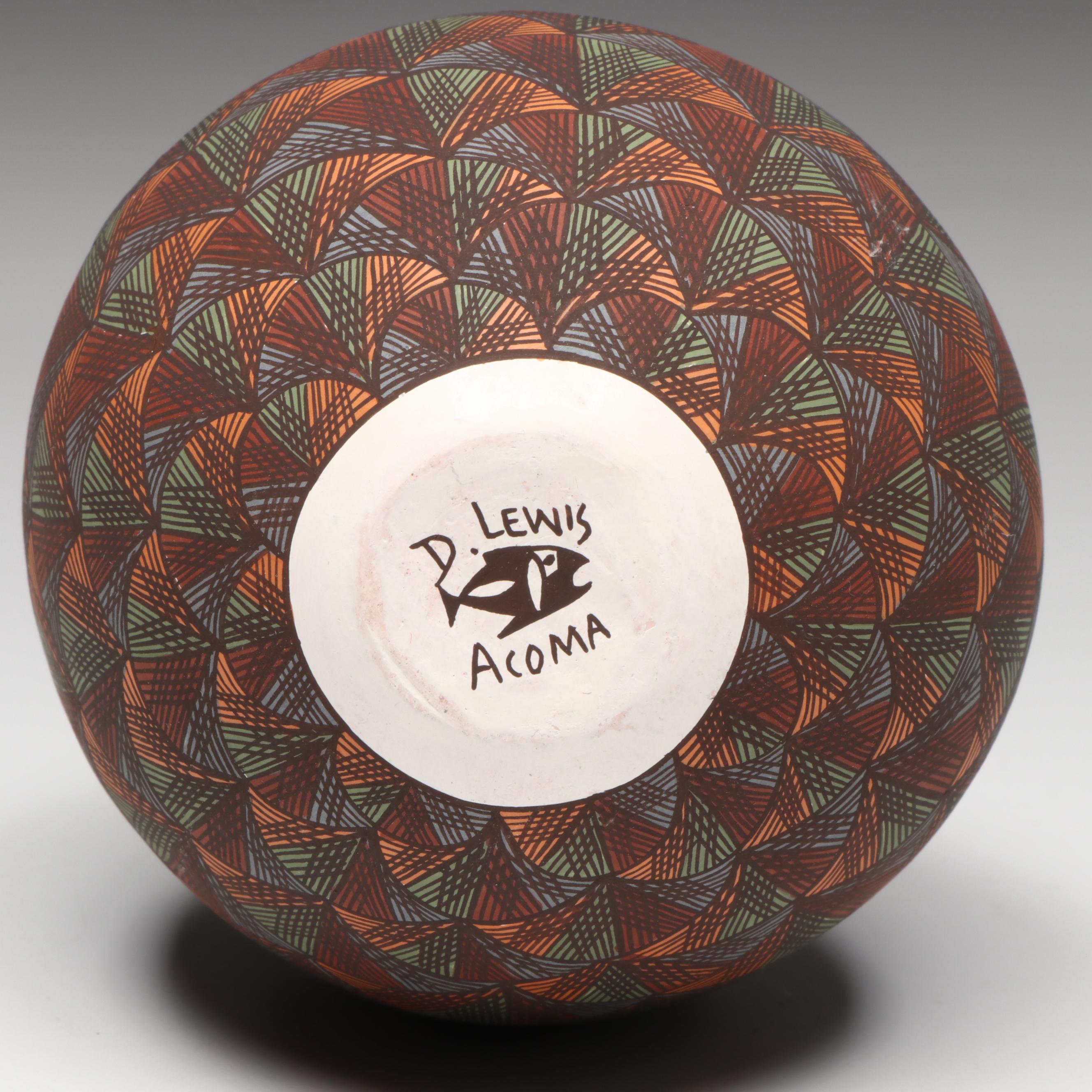 Diane Lewis Acoma Pueblo Pottery Polychrome Mimbres Vase