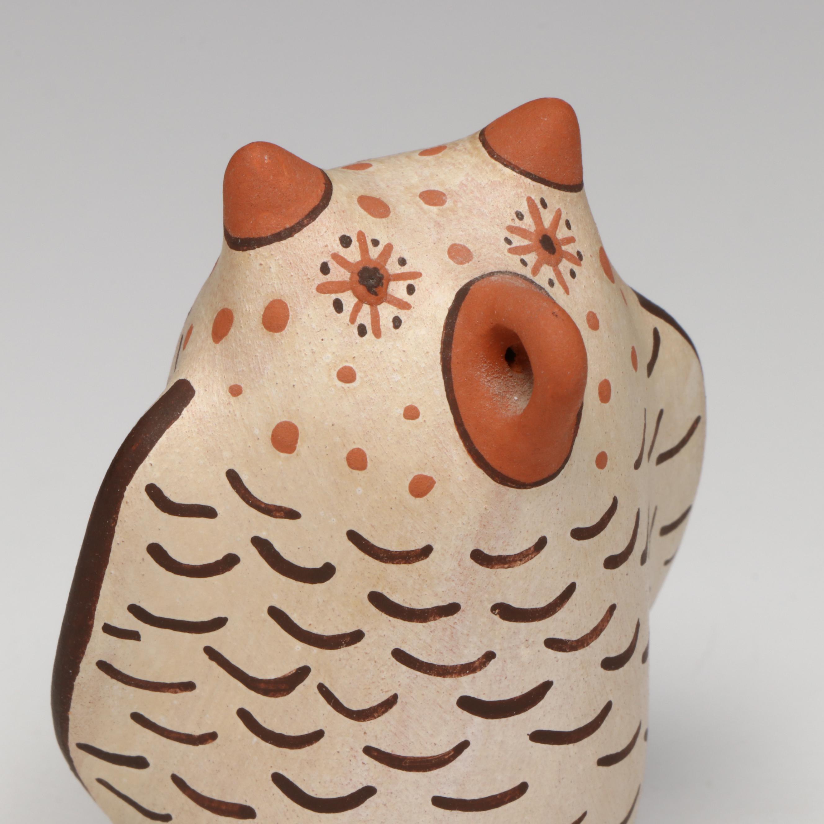 Agnes Peynetsa Zuni Pueblo Pottery Polychrome Owl, 1994